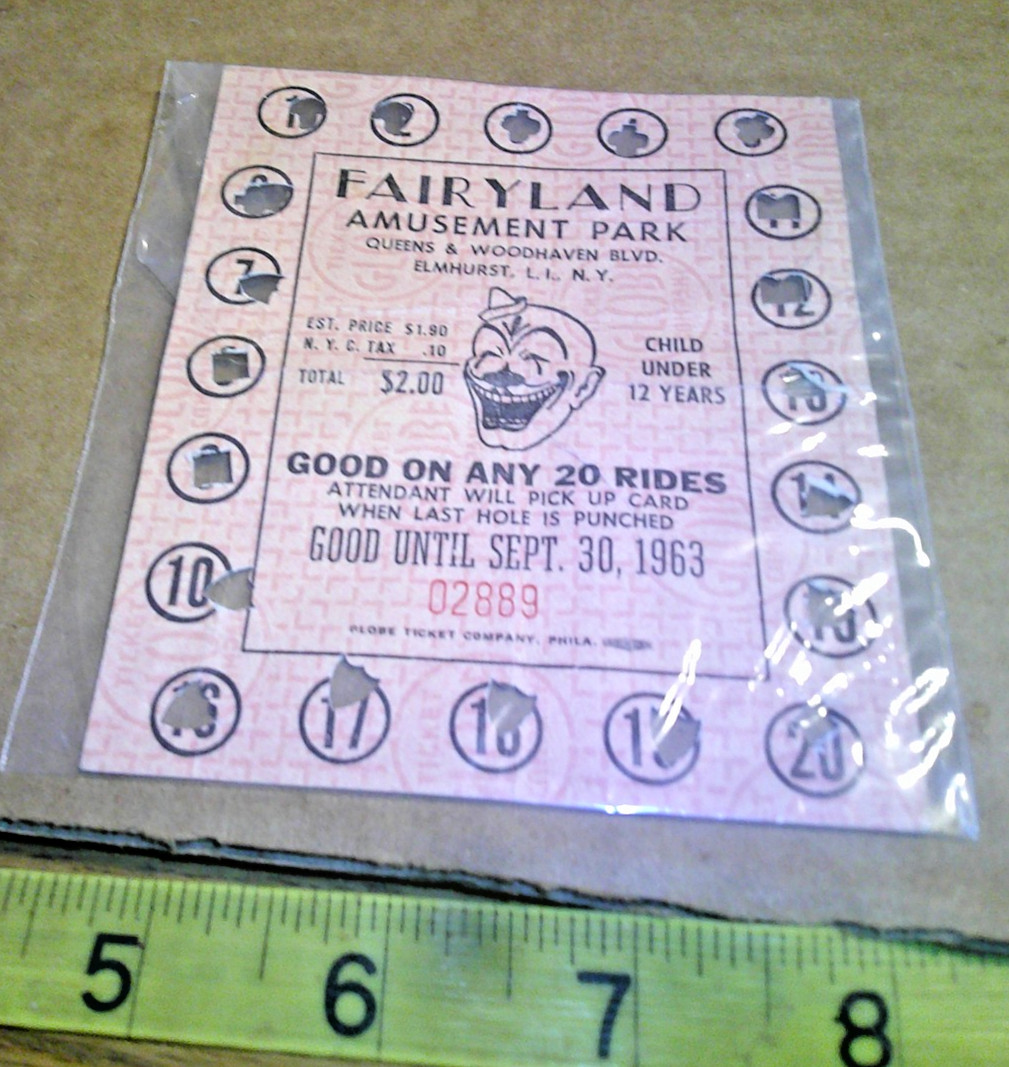 original Vintage Fairyland Amusement Park 1963 good 4 20 rides Elmhurst L.I.N.Y.