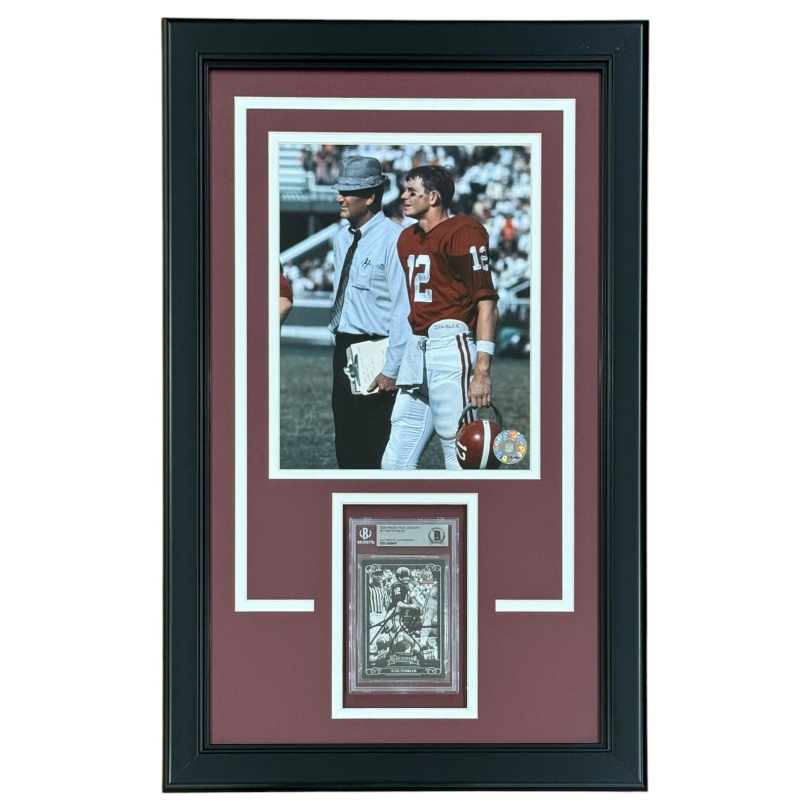 Ken Stabler Autographed College Football Card Deluxe Framed with Alabama Crimson