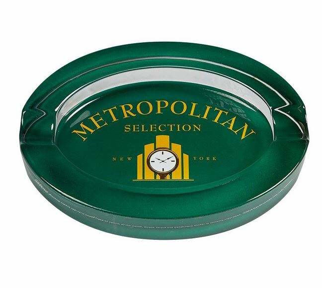 Nat Sherman Metropolitan Crystal Glass Ashtray - Host Maduro Green - New Nat Sherman Metropolitan Crystal Glass Ashtray - Host Maduro Green - New