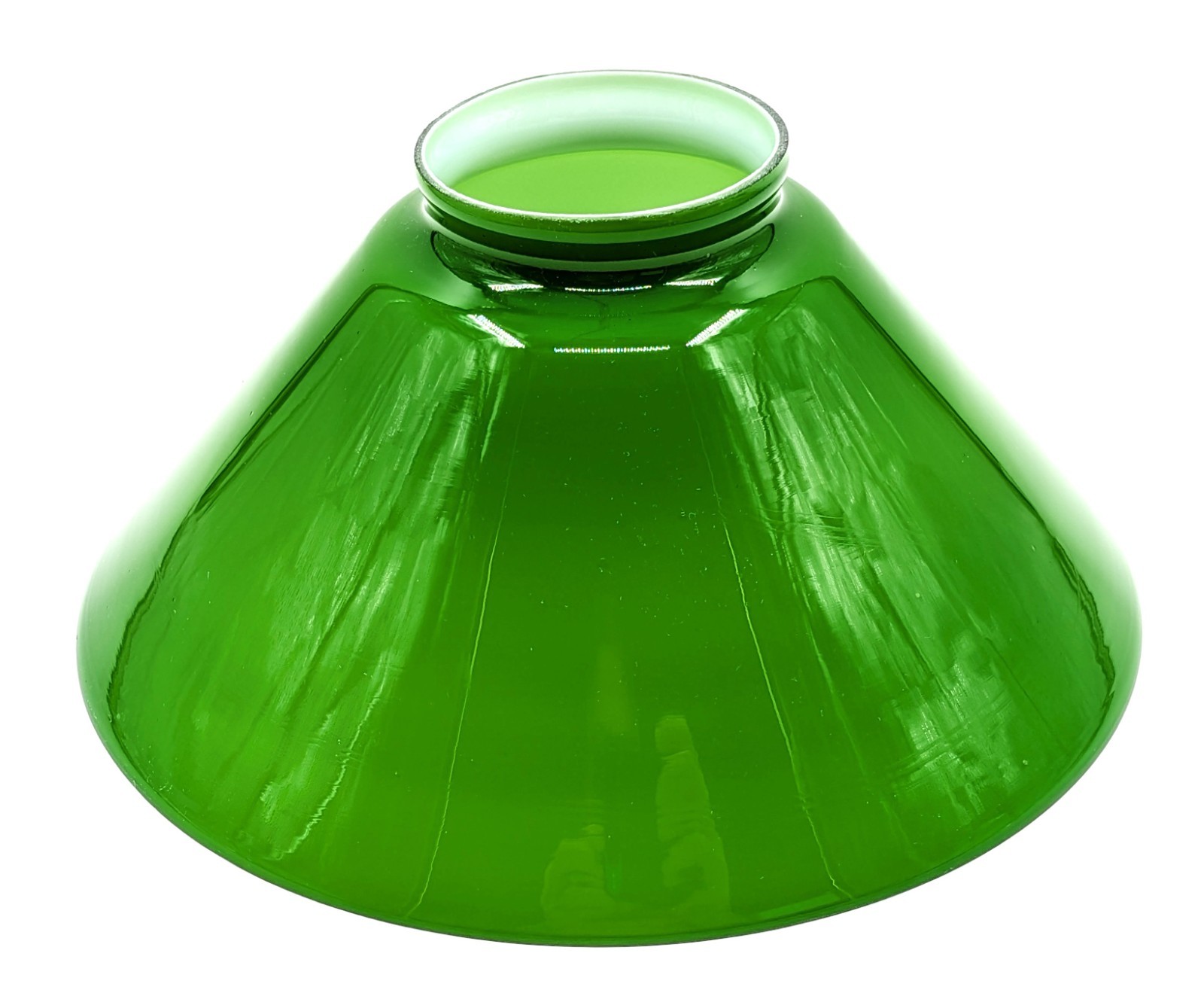 NOS Vintage 10” Dia. Green Cased Glass Dome-Shape Thin-Wall Shade 3-1/4” Fitter