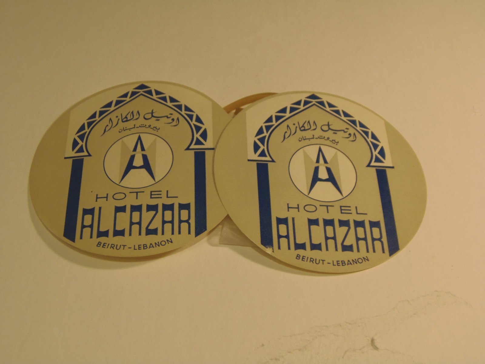 2 Hotel Alcazar Beirut- Lebanon Travel Art Luggage Labels 2 Hotel Alcazar Beirut- Lebanon Travel Art Luggage Labels