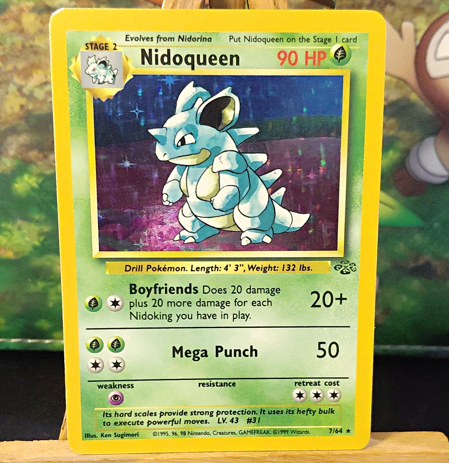 Nidoqueen Jungle Holo Rare 7/64 English 1999 90 HP wotc Nidoqueen Jungle Holo Rare 7/64 English 1999 90 HP wotc