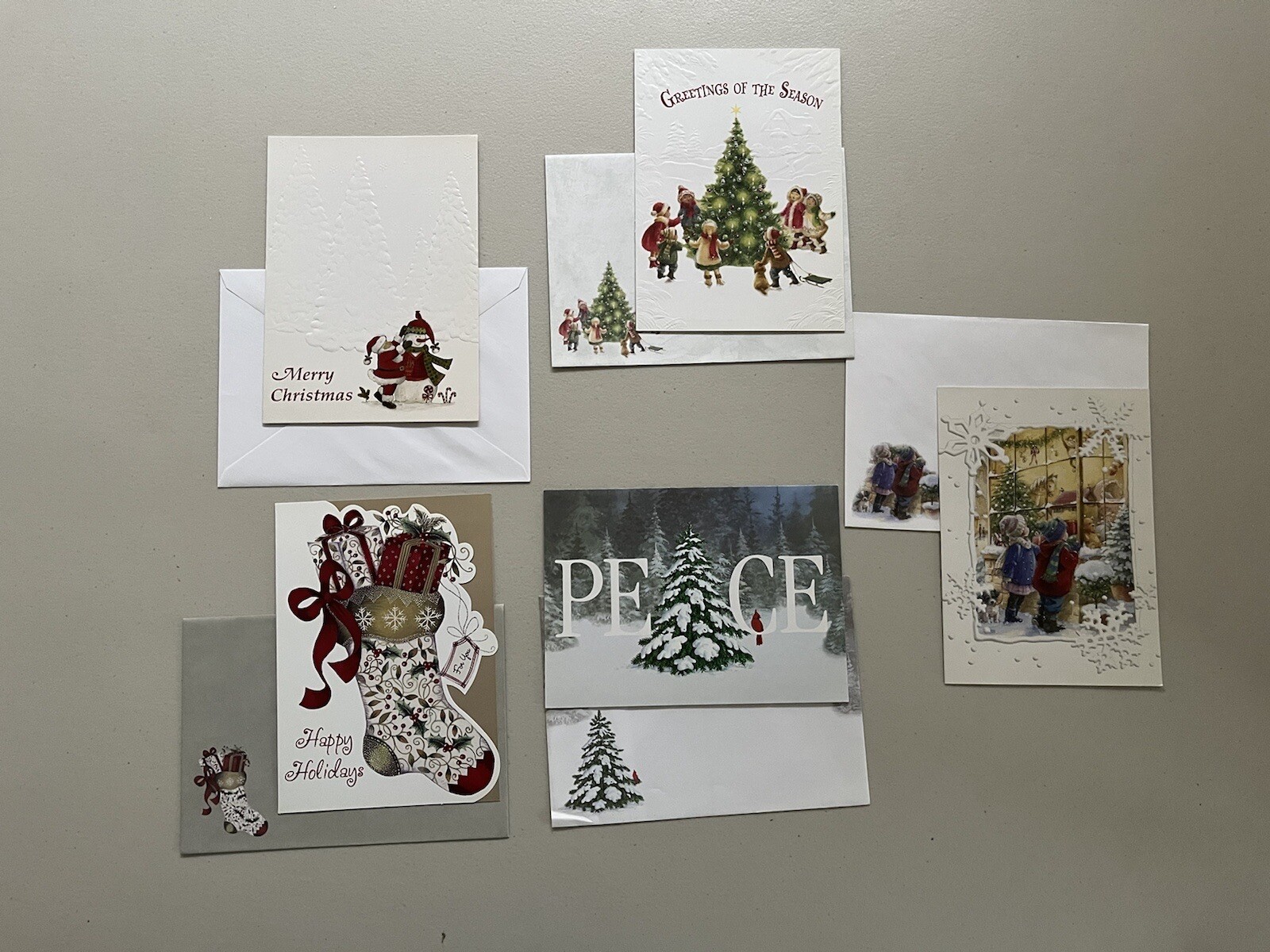Christmas Cards Set Of 5 Mixed Holiday Greetings Santa Snowman