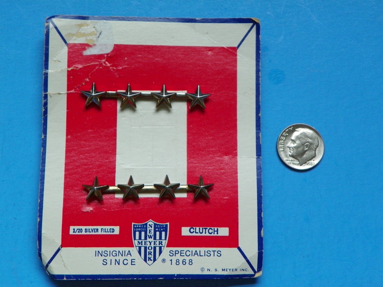WWII ORIGINAL MATCHED PAIR OF 4 STAR GENERAL OFFICER\'S INSIGNIA\'S-MAKER MARKED