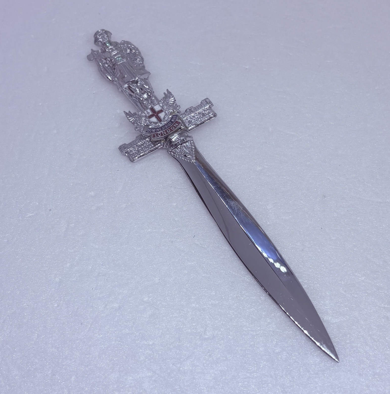 Vintage Squire Sword Letter Opener Soldier Flag Enamel Emblem 7” England Made 1 Vintage Squire Sword Letter Opener Soldier Flag Enamel Emblem 7” England Made 1