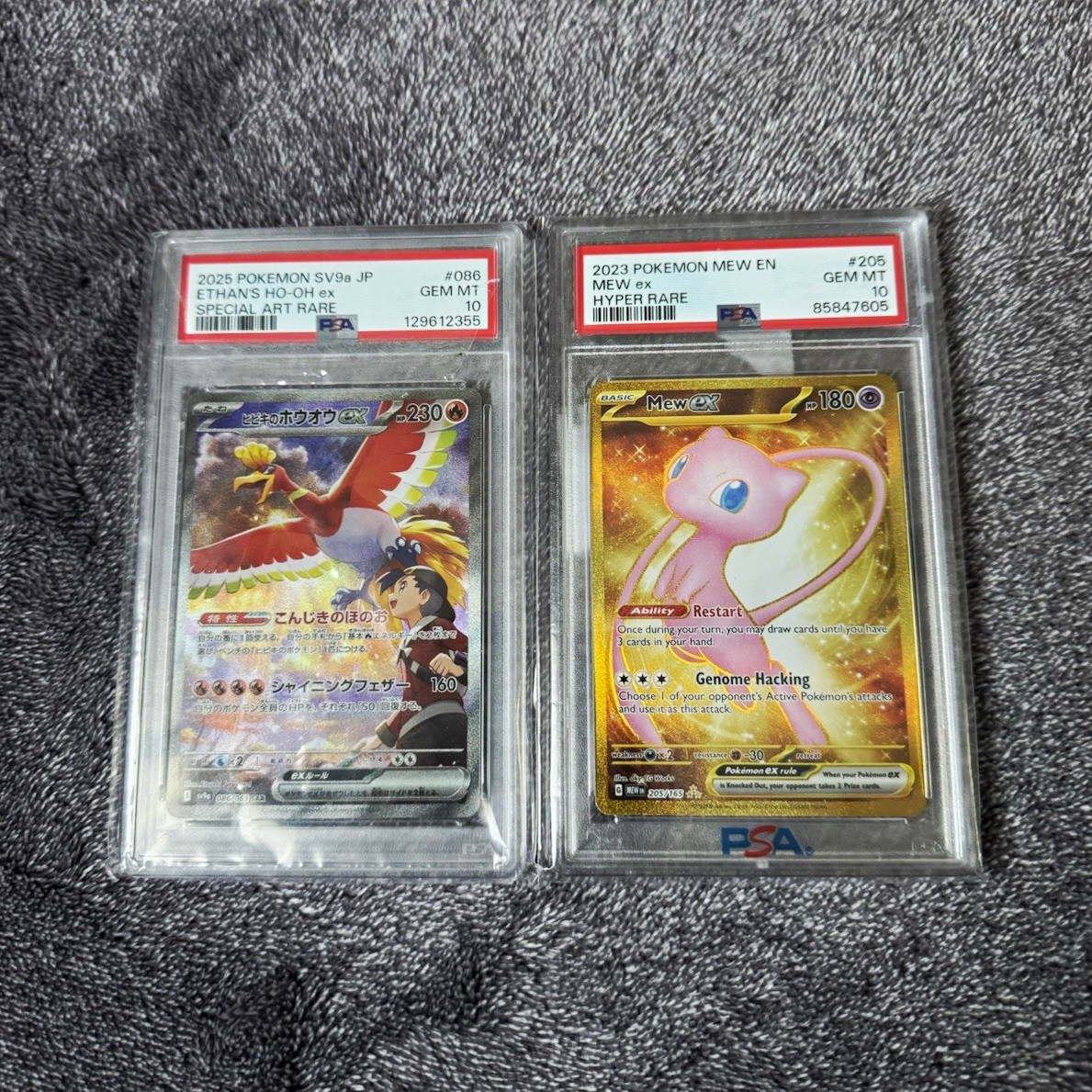 PSA 10 Pokemon TCG Lot 2: Mew ex #205  Ethan's Ho-Oh ex #086