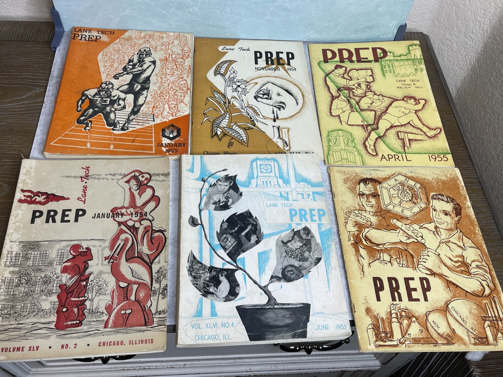 Six Vintage 50s Lane Tech Prep Yearbooks Chicago high school