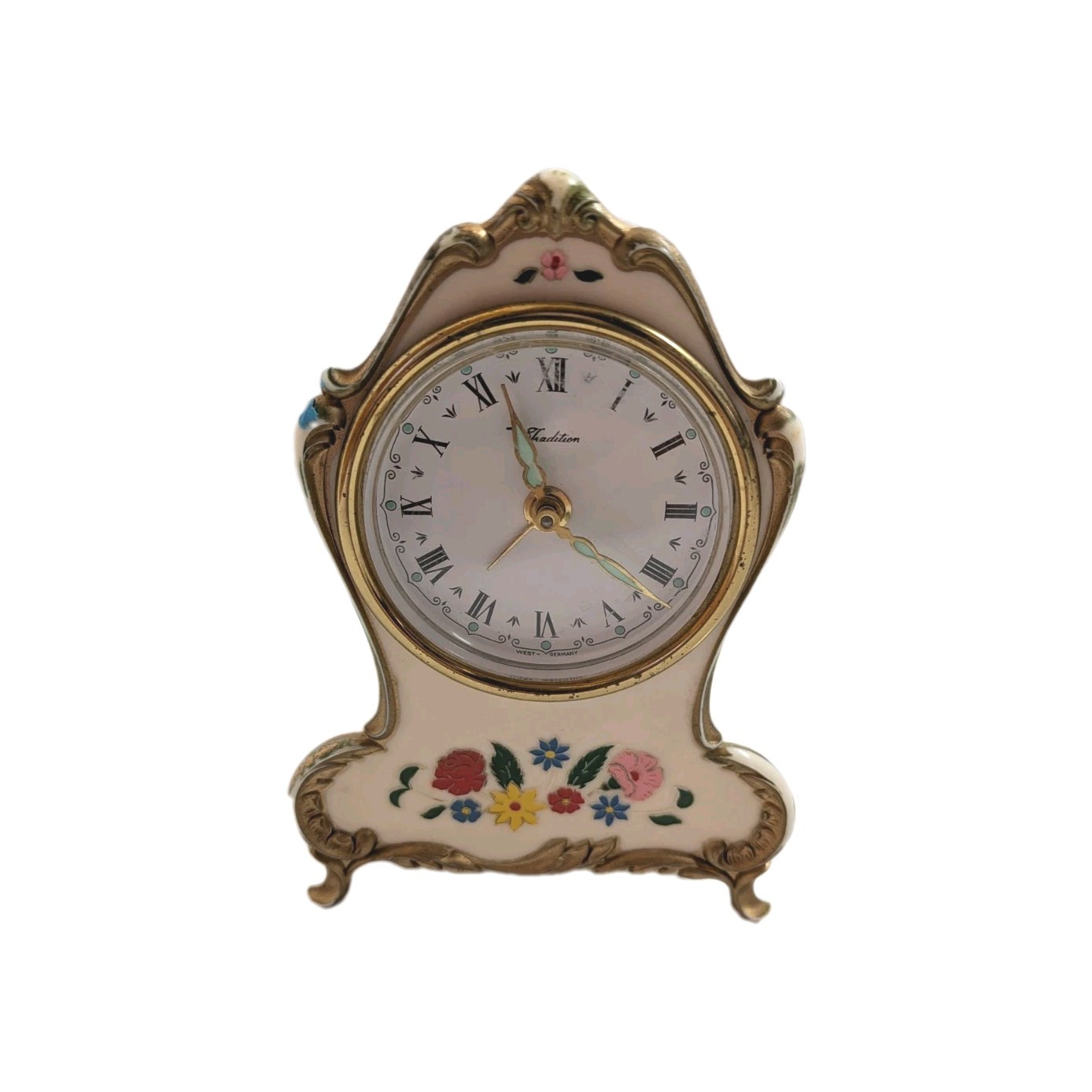 Vtg Linden Black Forest West Germany Mantel Alarm Clock UV Reactive Floral Works Vtg Linden Black Forest West Germany Mantel Alarm Clock UV Reactive Floral Works