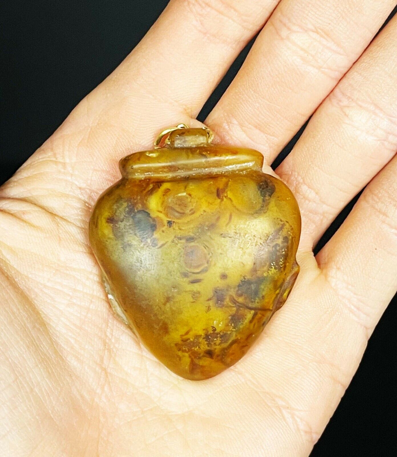 Handmade Egyptian Heart Amulet made from Agate stone - handmade accessories