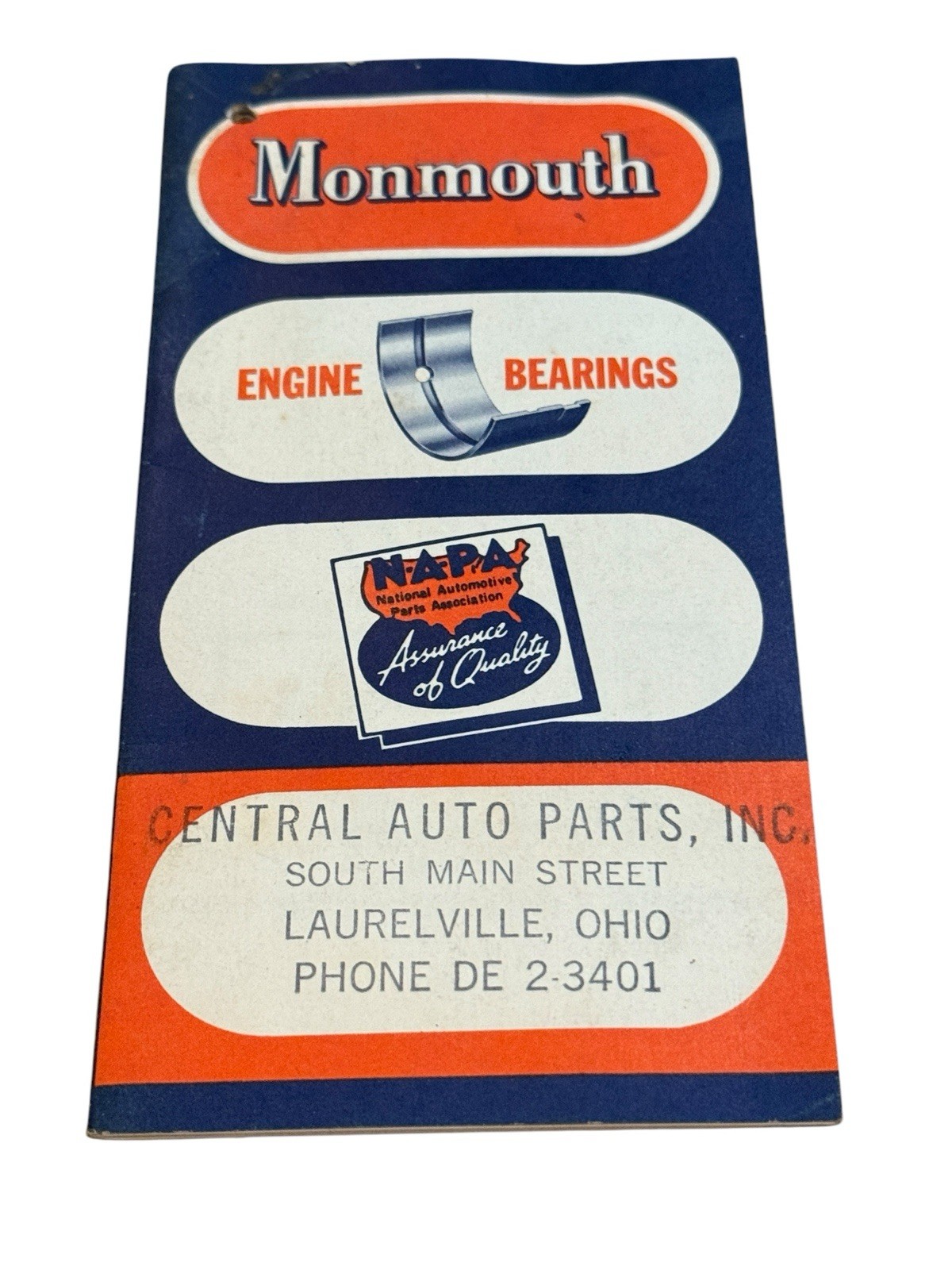 Vintage NAPA Monmouth Engine Bearings Notepad Laurelville Ohio Clevite