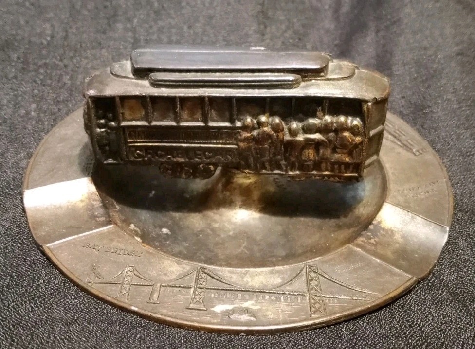 Vintage 1940s San Francisco Cable Car Metal Ashtray Made in Occupied Japan Vintage 1940s San Francisco Cable Car Metal Ashtray Made in Occupied Japan