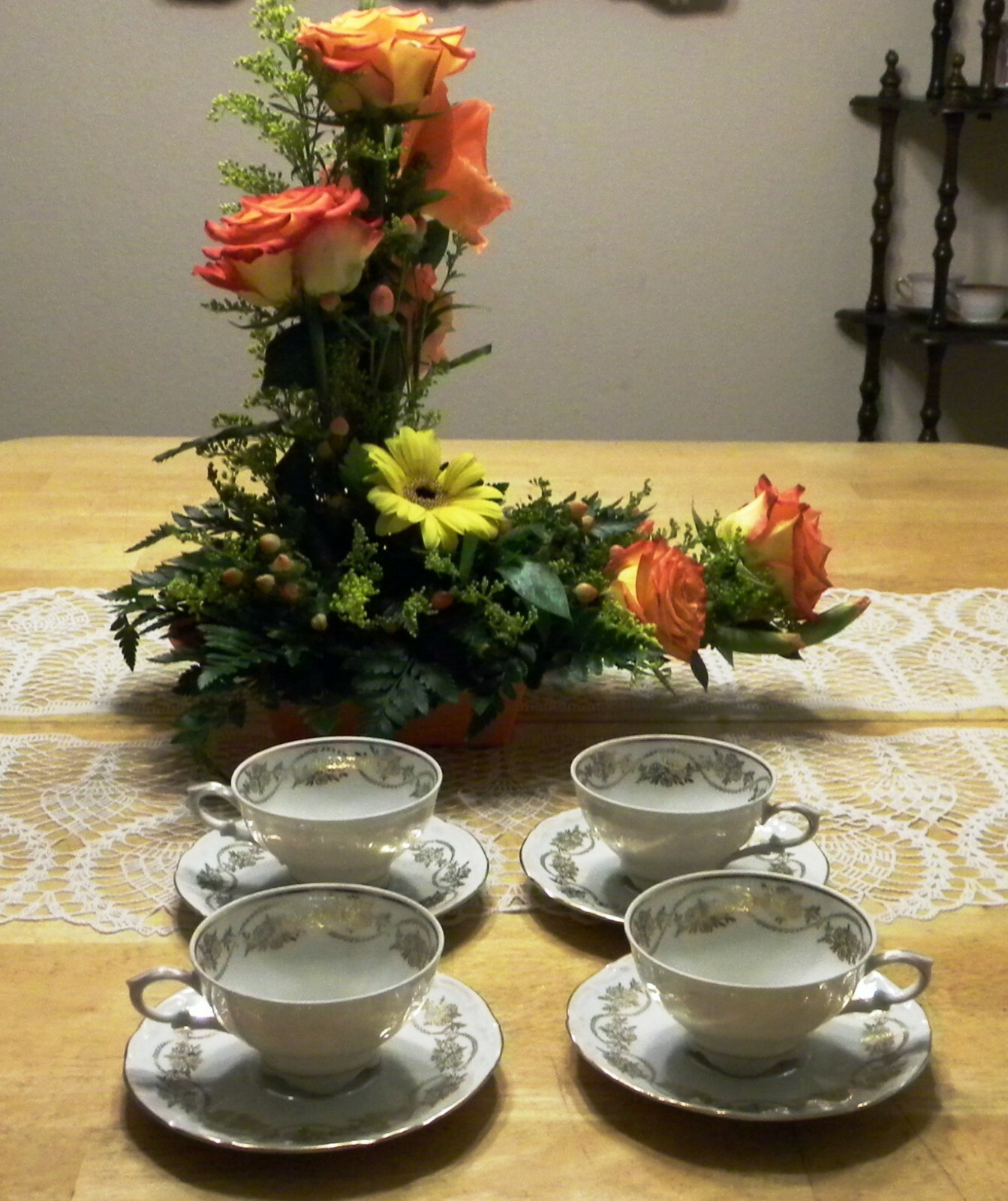 4 Vintage German Cup Saucer Set Bareuther Waldsassen Bavaria Porcelain Germany