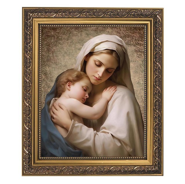 Madonna & Child Gold Tone Framed Print Embracing Maternal Love & Spiritual Grace Madonna & Child Gold Tone Framed Print Embracing Maternal Love & Spiritual Grace