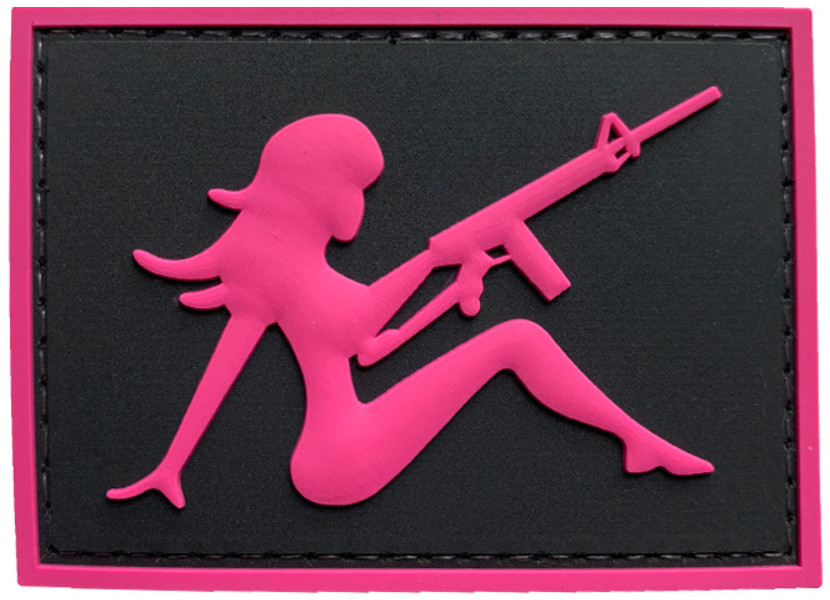 PVC Sexy Mud Flap Carbine Babe Pink Hook Loop Airsoft Morale Patch Left
