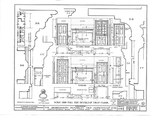Teaneck New Jersey Brinkerhoff-Demarest House 1728 Floor Plan HABS 1900s