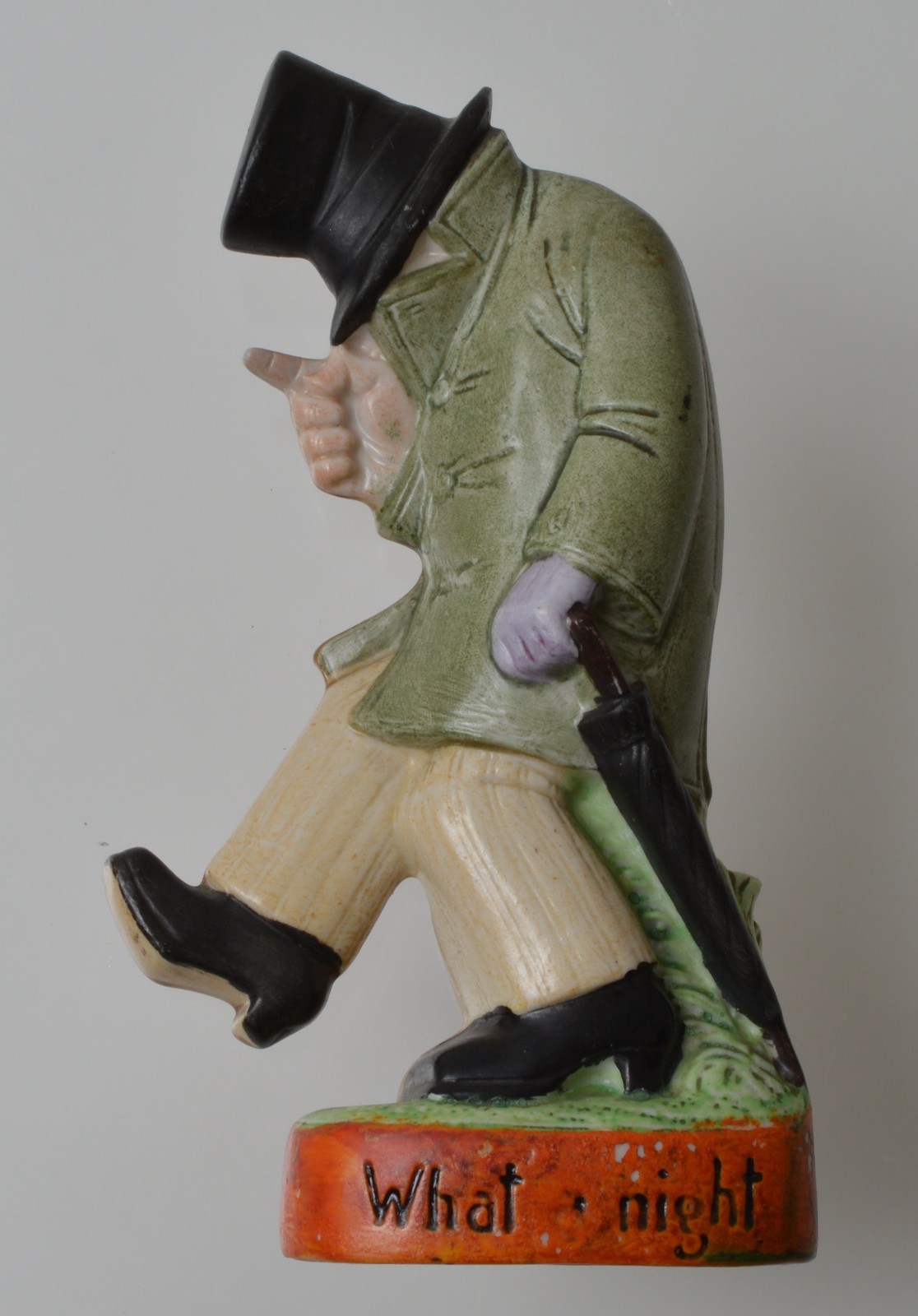 Antique Schafer & Vater German porcelain figural whiskey nipper - what a night
