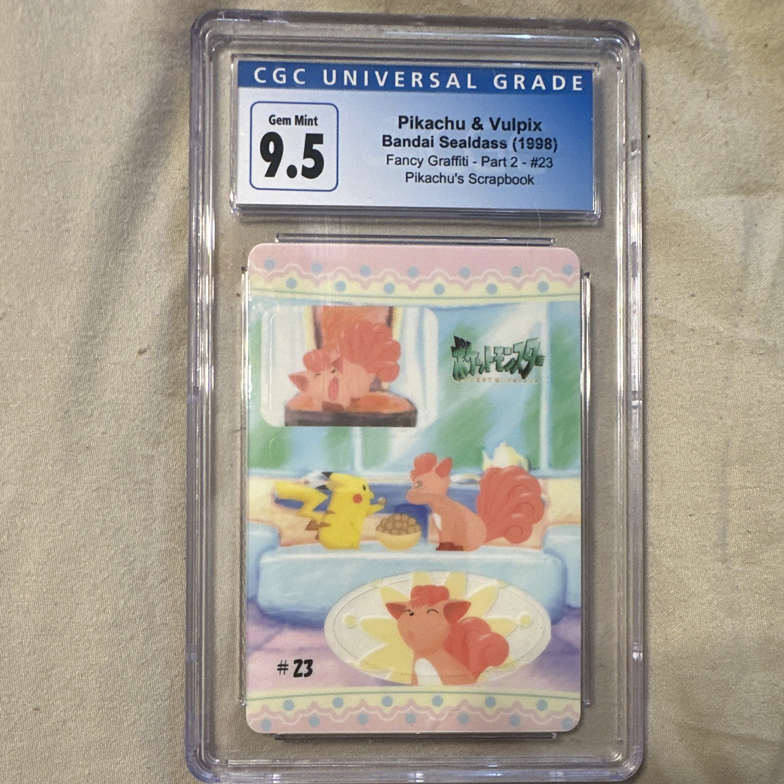 CGC 9.5 1999 Pokémon Bandai Sealdass JP Pikachu's Scrapbook #23 Fancy Graffiti