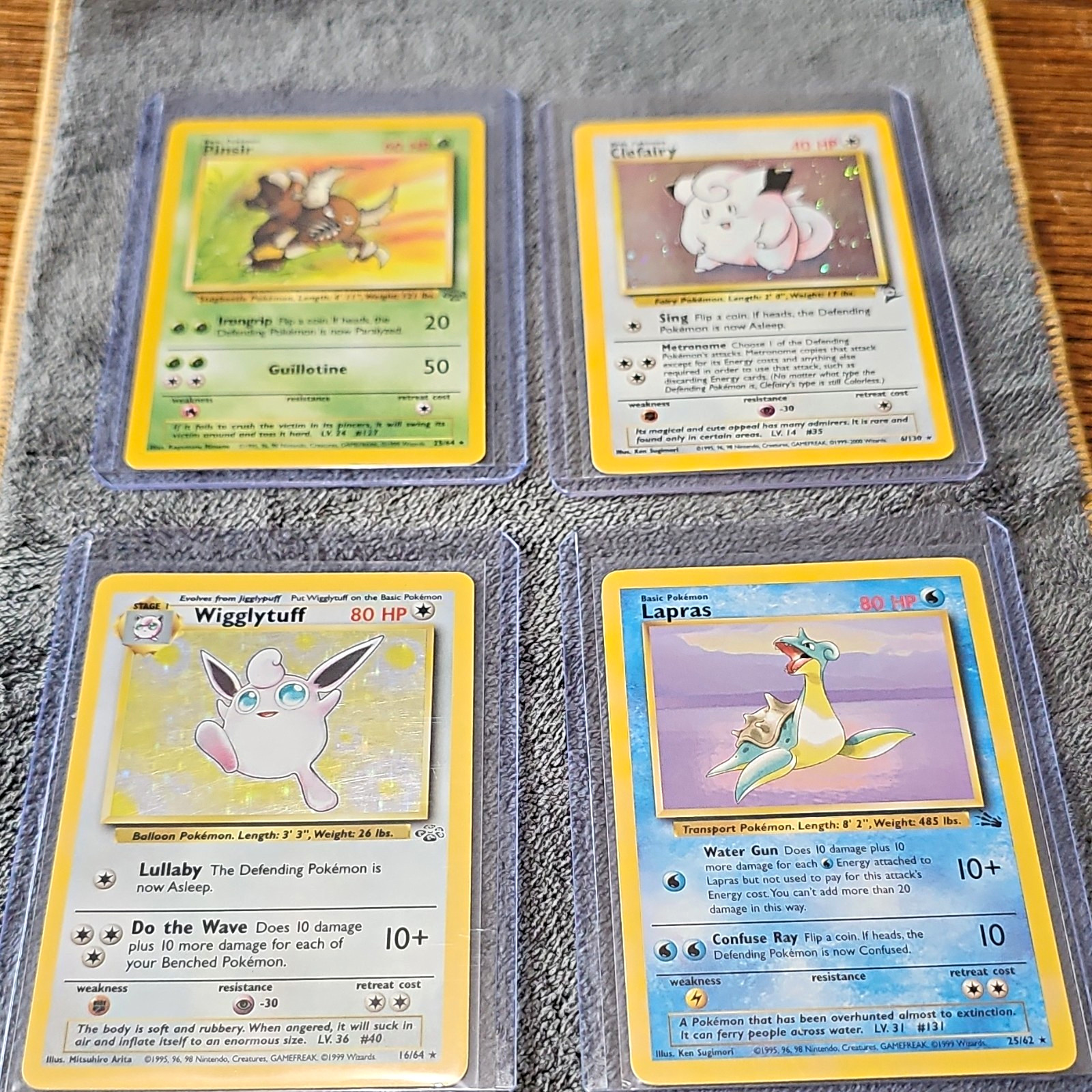 Pokémon TCG Holo 4-Card Lot Pinsir Clefairy Wigglytuff Lapras 1999