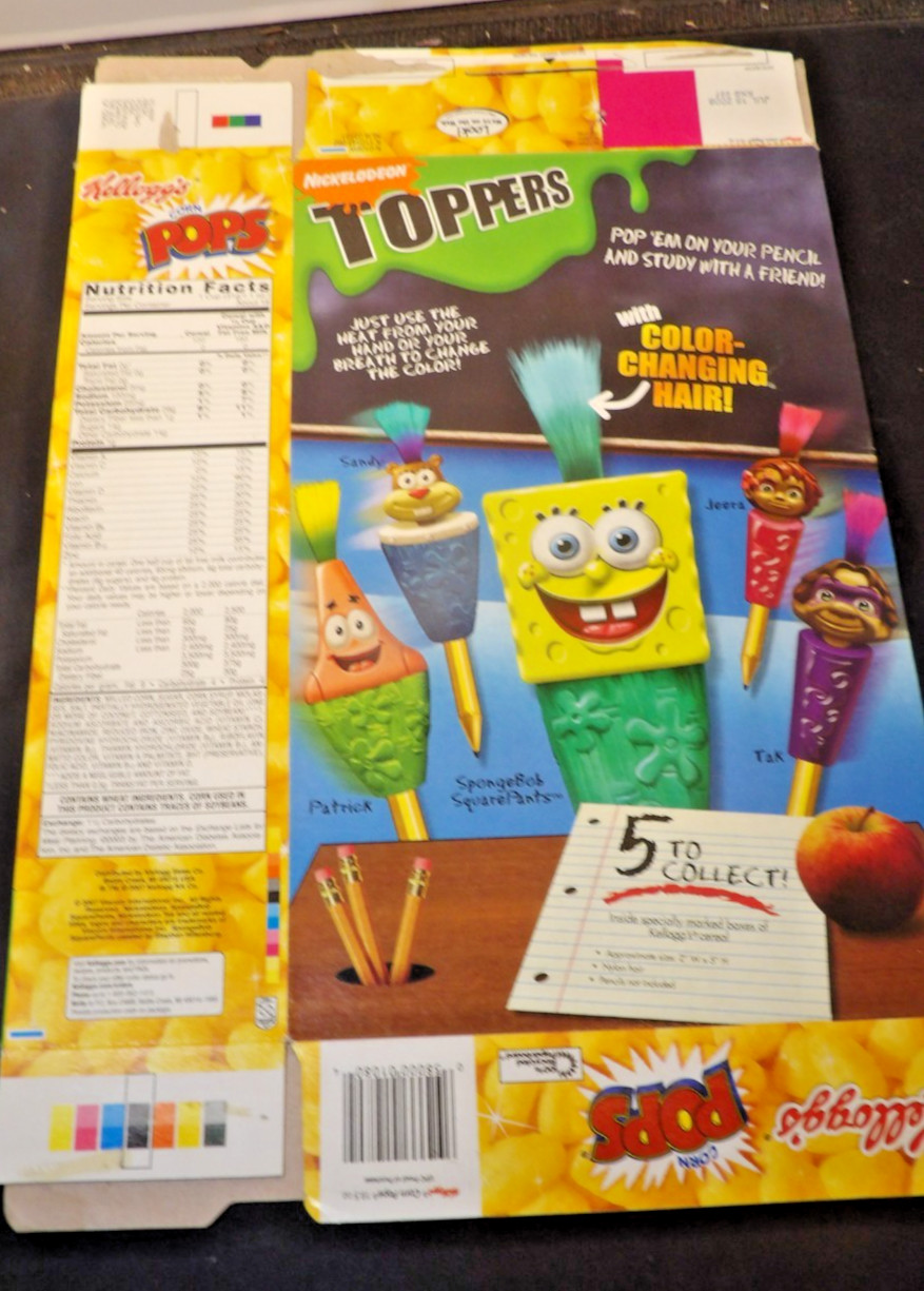 Vintage 2007 Kellogg\'s Nickelodeon SpongeBob Squarepants Toppers Cereal Box