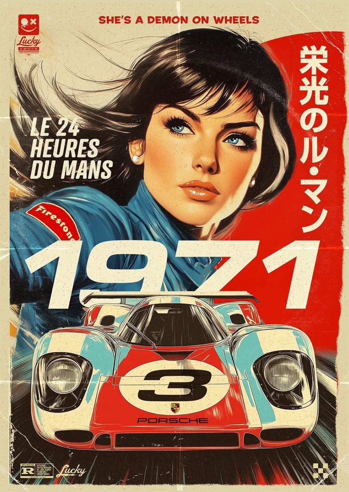 Porsche 917 Le Mans 1971 Vintage Racing Poster 13x19 Matte Print Motorsport Wall