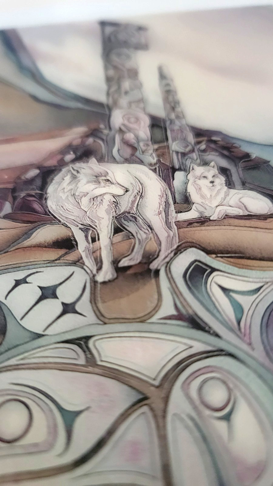 Vintage Rare Jody Bergsma Tribal Grey Wolf Totem Pole Cermaic Art