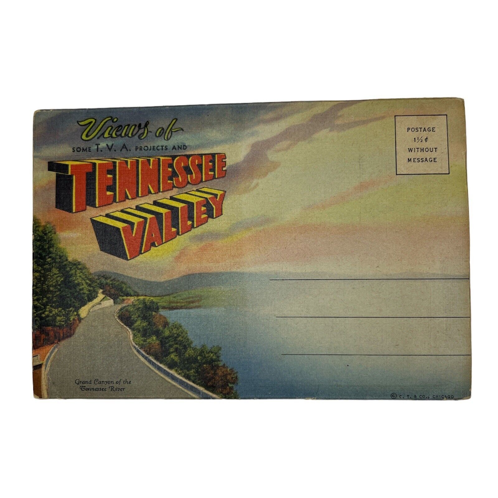 Vintage 50s Tennessee Valley Souvenir Postcard Folder Ephemera Booklet UNPOSTED