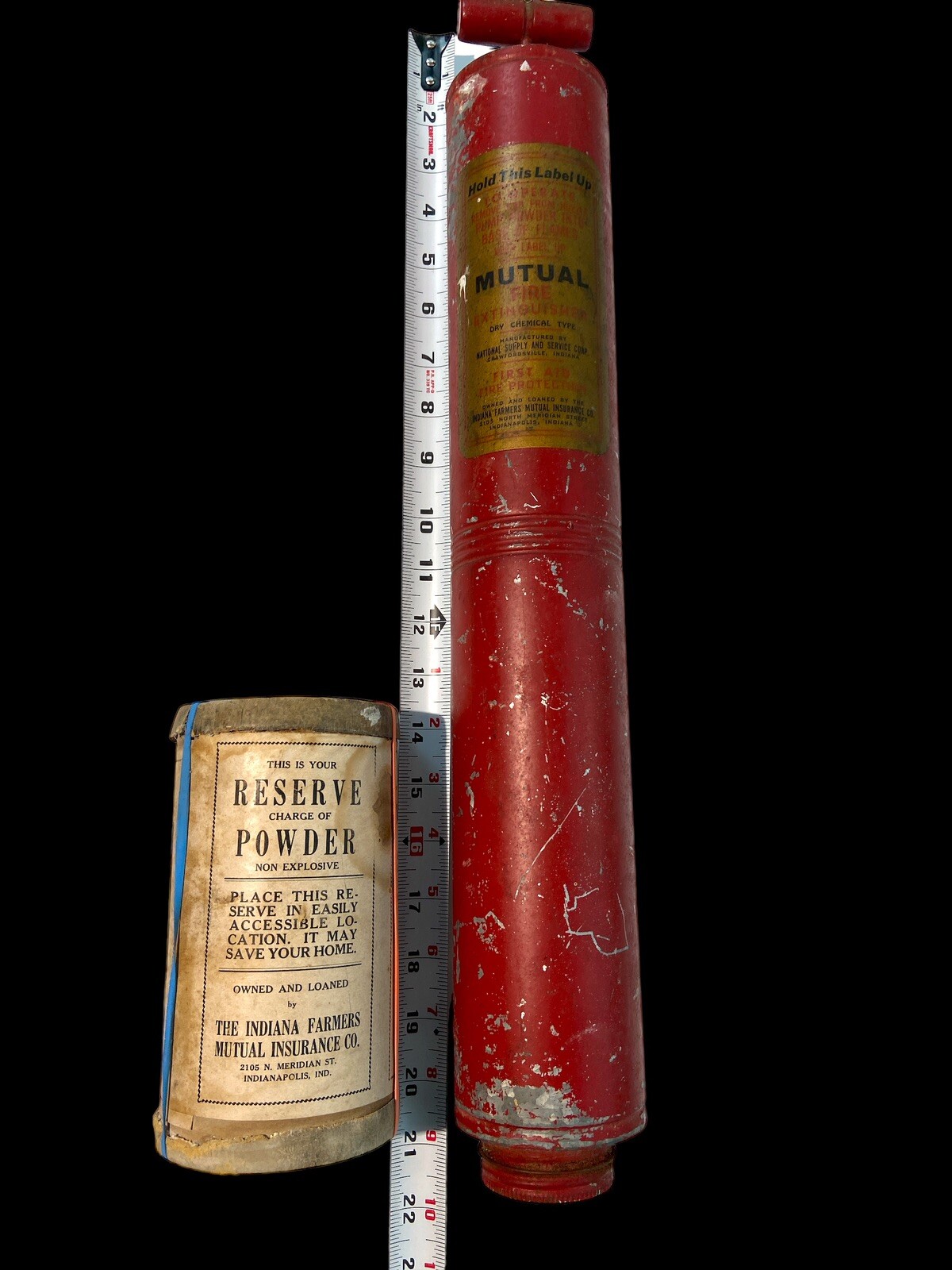 Vtg Indiana Farmers Mutual Insurance I. Mural Fire Extinguisher  Reserve Powder