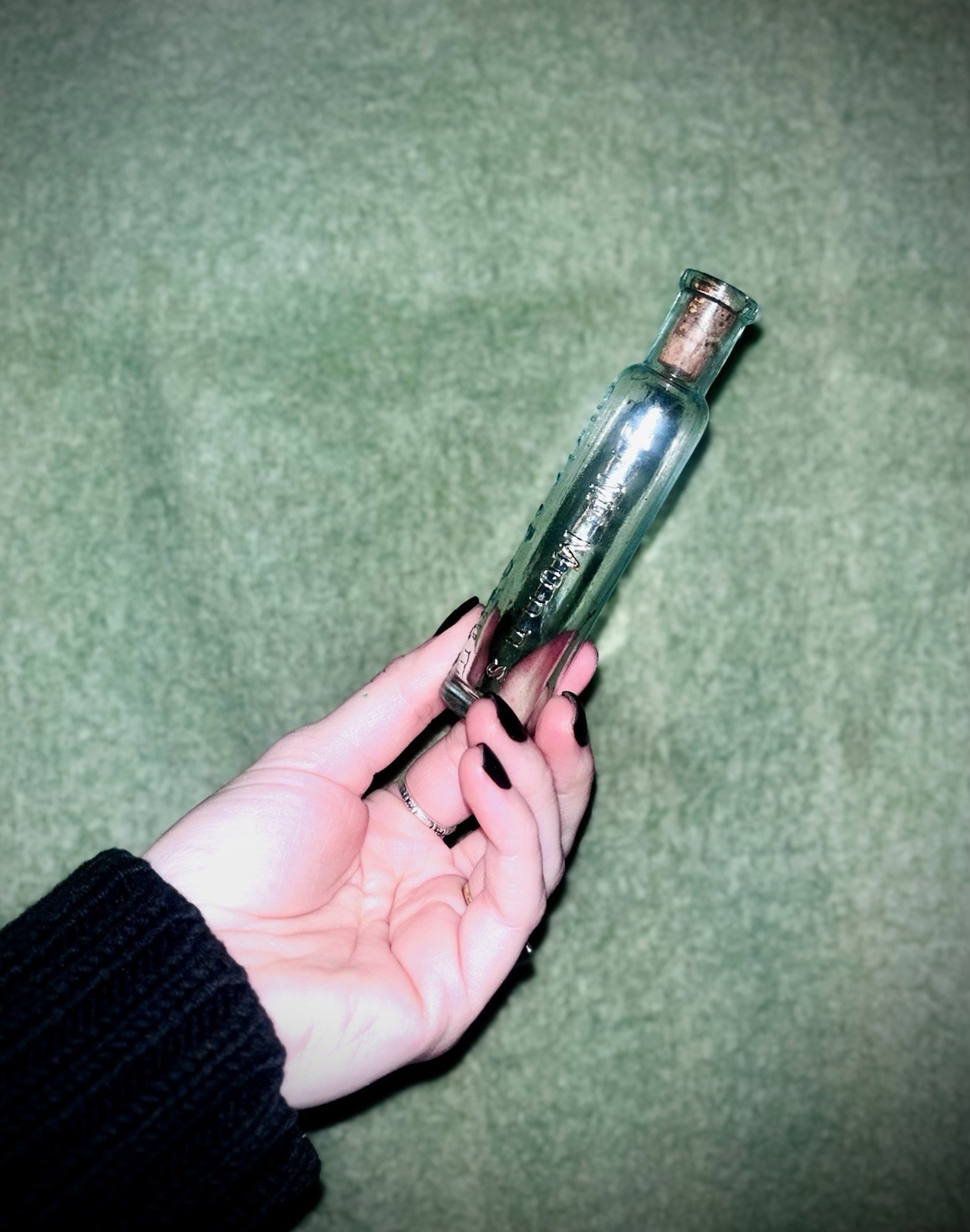 Antique 19th c. Dr. McMunn's Elixir of Opium Aqua Glass Apothecary Pontil Bottle