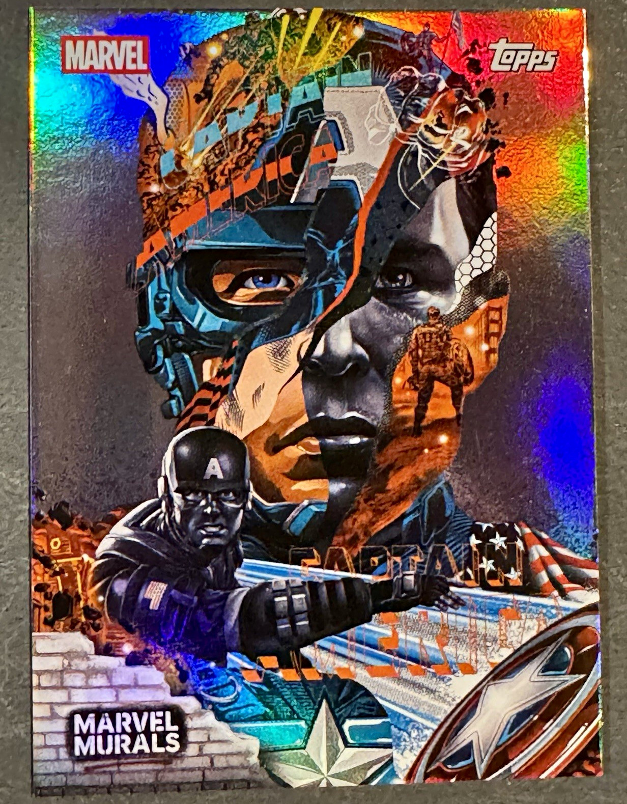 2026 Topps Marvel Neon Murals SSP Captain America MU-4 Hologram Eaton *RARE*