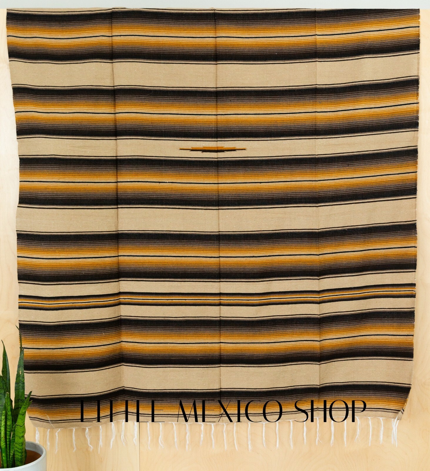 POPULAR SERAPE Mexican Blanket TAN SOUTHWESTERN 5' x 7' Falsa Serape Throw