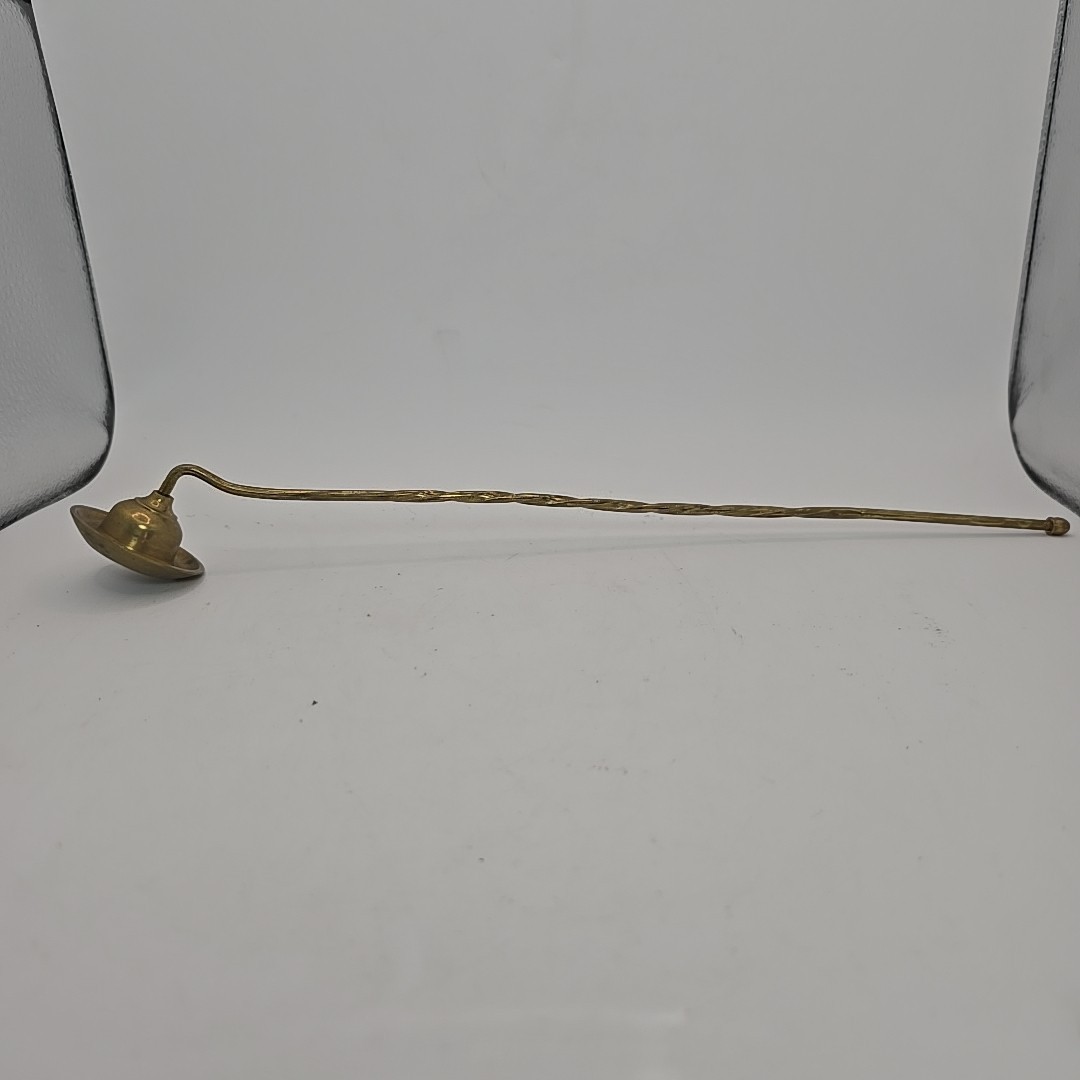 Vintage Brass Candle Snuffer Twisted Handle Patina 12.5 In