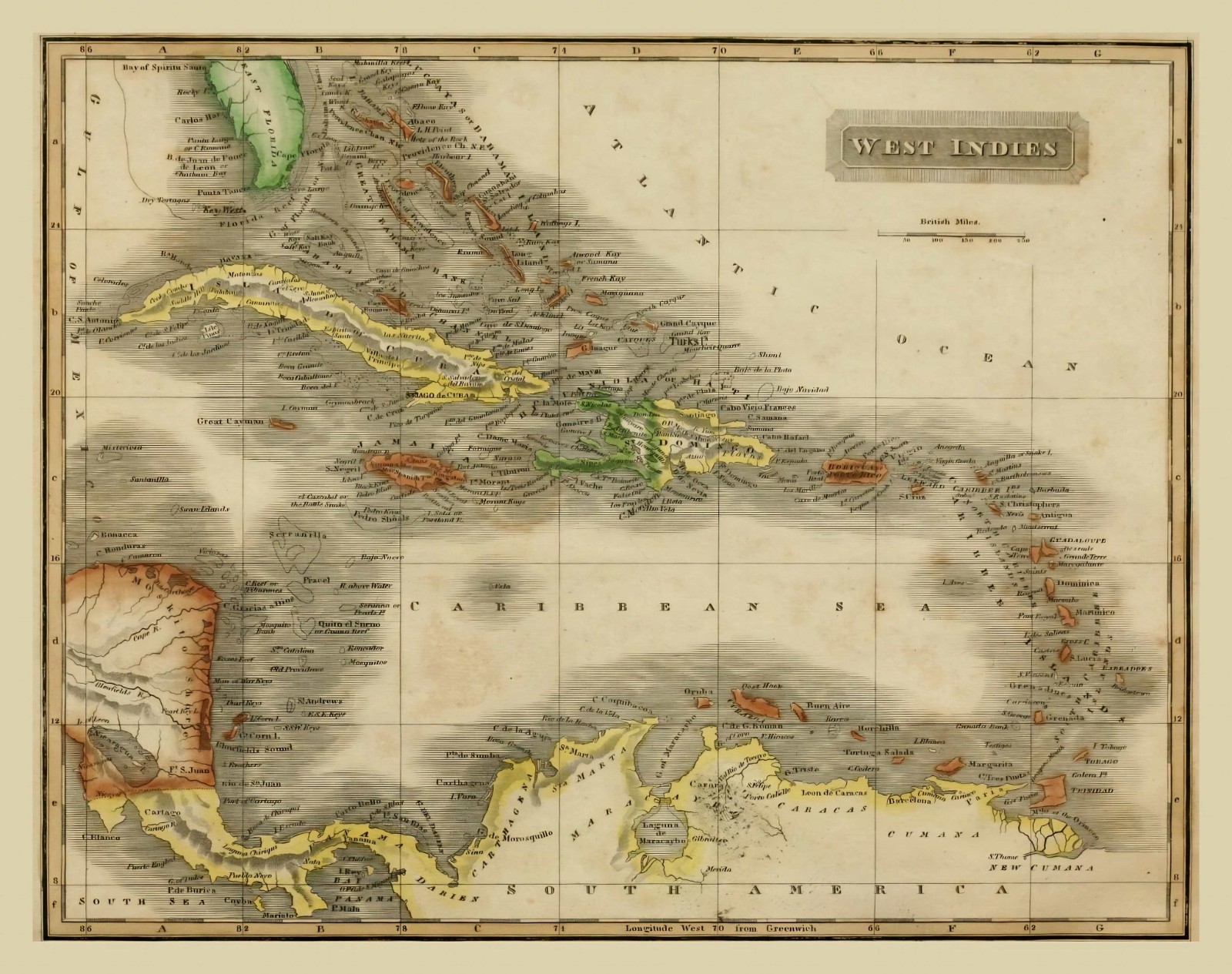 Map of CUBA & The WEST INDIES from 1825 - 8.5 x 11 Inch Photo Reprint Map of CUBA & The WEST INDIES from 1825 - 8.5 x 11 Inch Photo Reprint