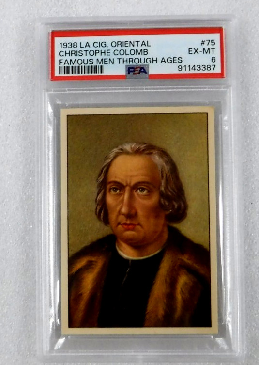 1938 LA Cig. Oriental Famous Men Through Ages #75 Christopher Colombus PSA 6 1938 LA Cig. Oriental Famous Men Through Ages #75 Christopher Colombus PSA 6