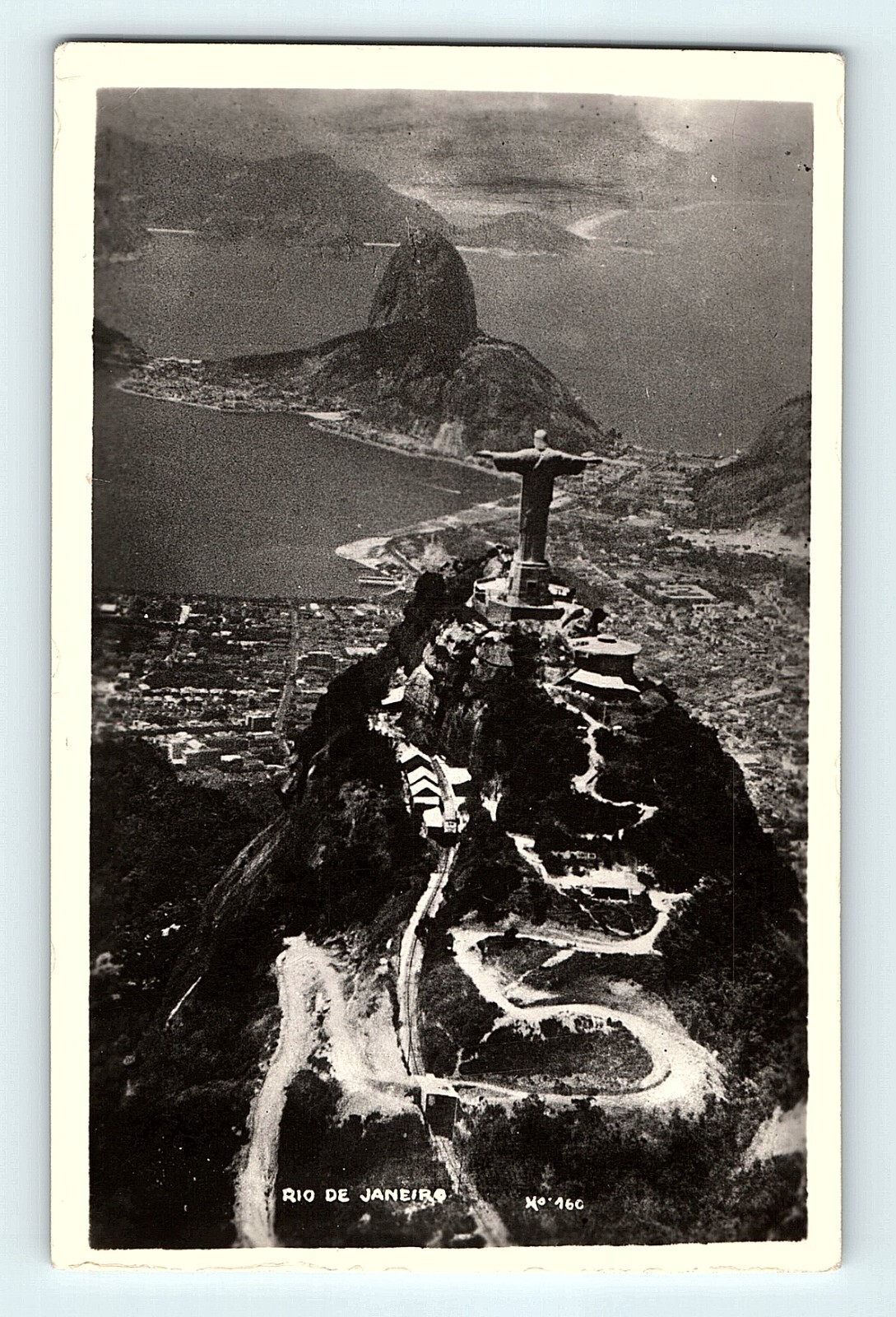 RPPC Rio De Janeiro Christ the Redeemer Art Deco Birdseye Vie Mexico Postcard D3