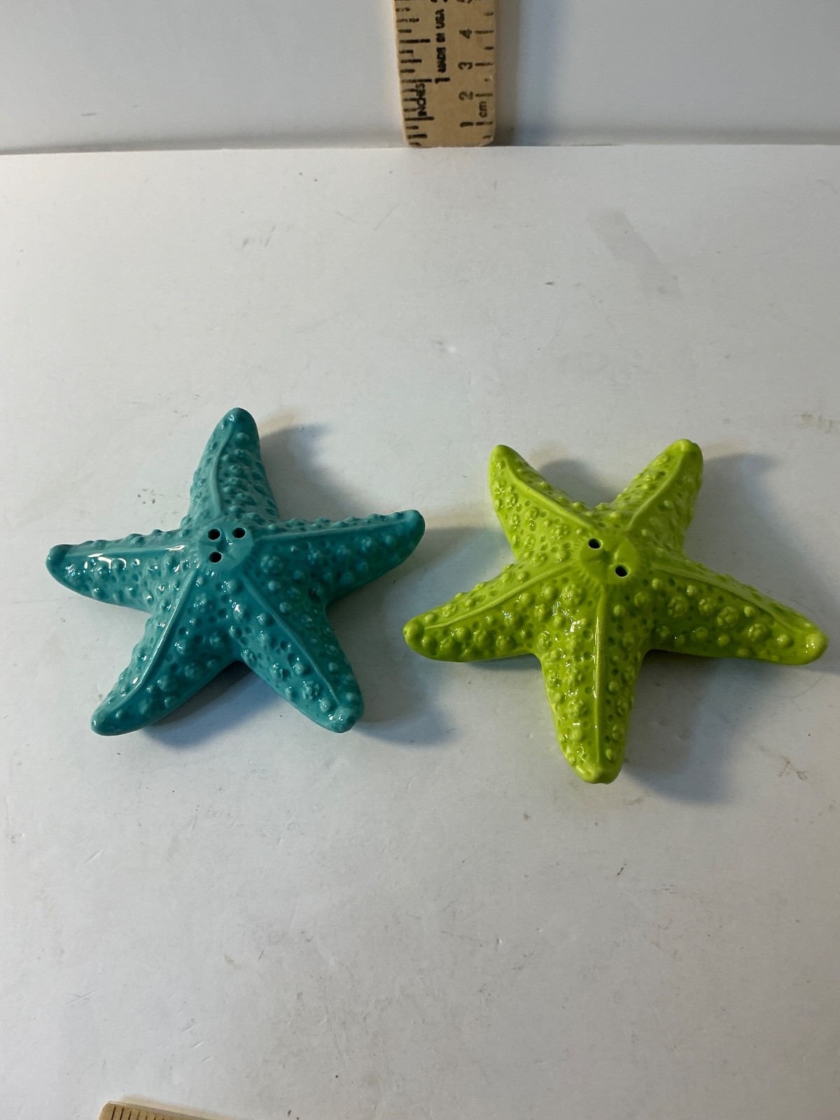 Coastal design Star Fish Salt and Pepper Shakers Blue & Green