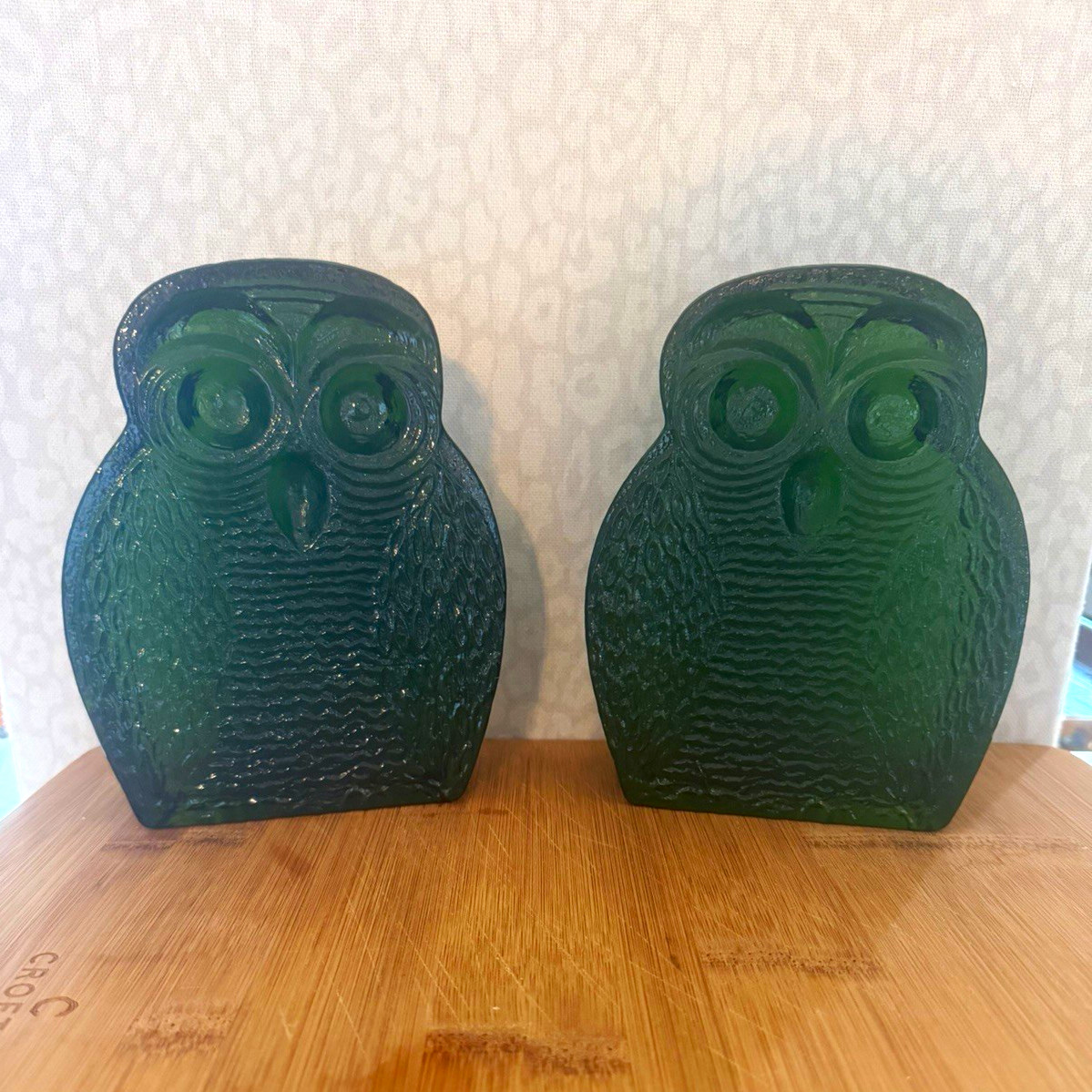 Vintage Mid-Century Blenko Glass Owl Bookends (Pair)