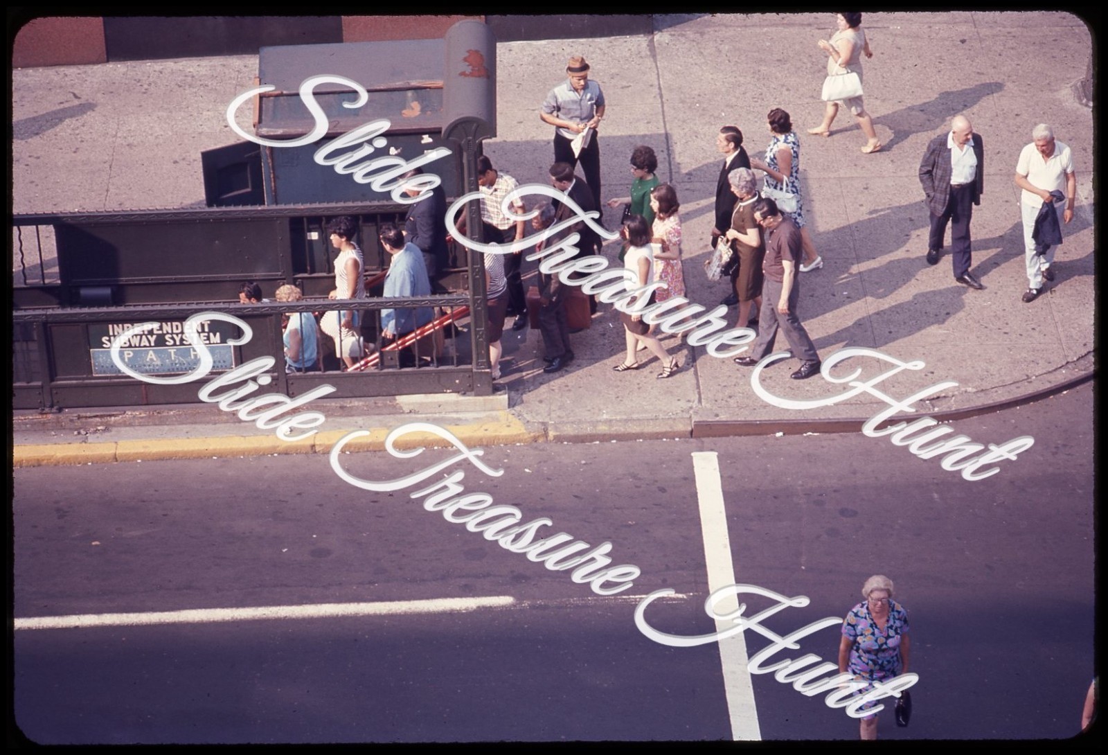 New York City Street Scene Subway Entrance Pedestrians 35mm Slide 1960s