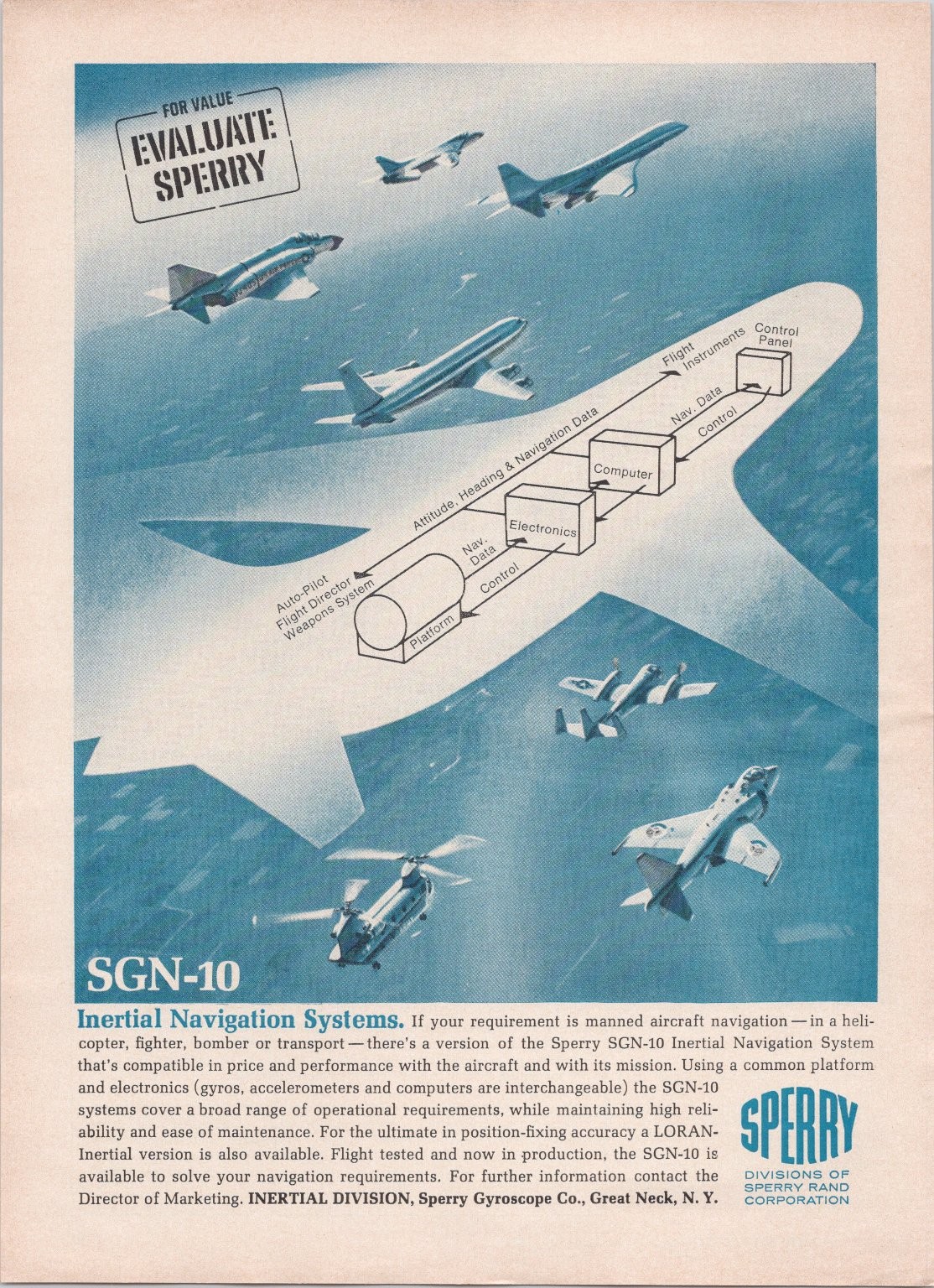 Sperry SGN-10 Inertial Navigation Systems Vintage 1964 Magazine Print Ad Blue Sperry SGN-10 Inertial Navigation Systems Vintage 1964 Magazine Print Ad Blue