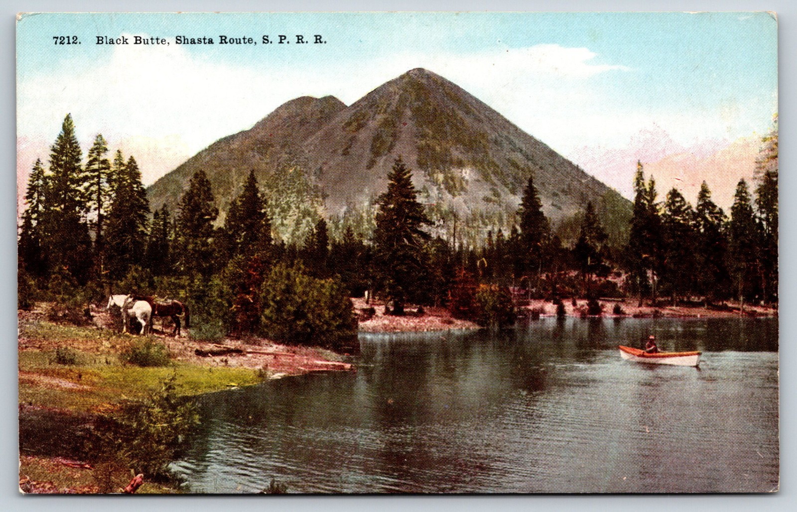 Vintage Postcard Black Butte Shasta Route California