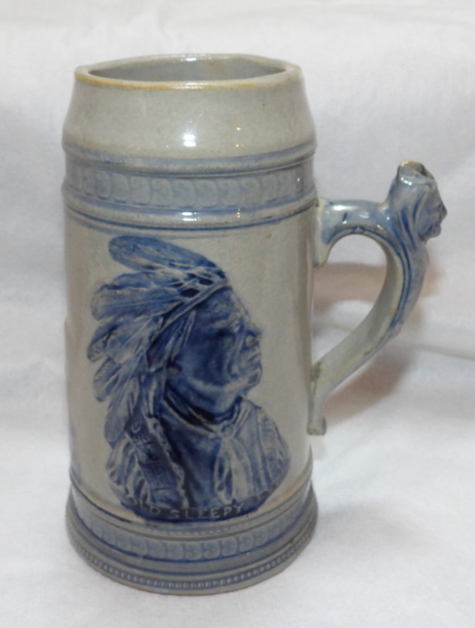 Antique Old Sleepy Eye Indian Stein Mug 7.5