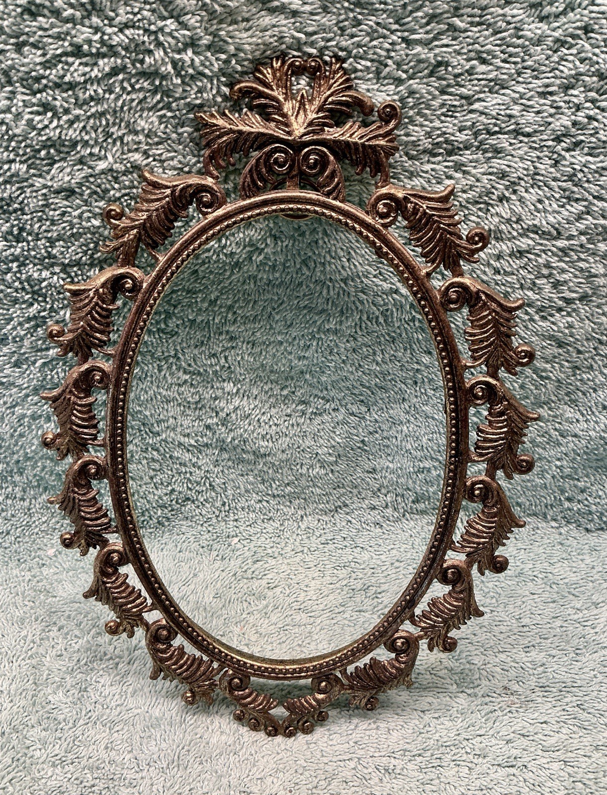 Vintage Ornate Gold Tone Cast Metal Baroque Style Frame
