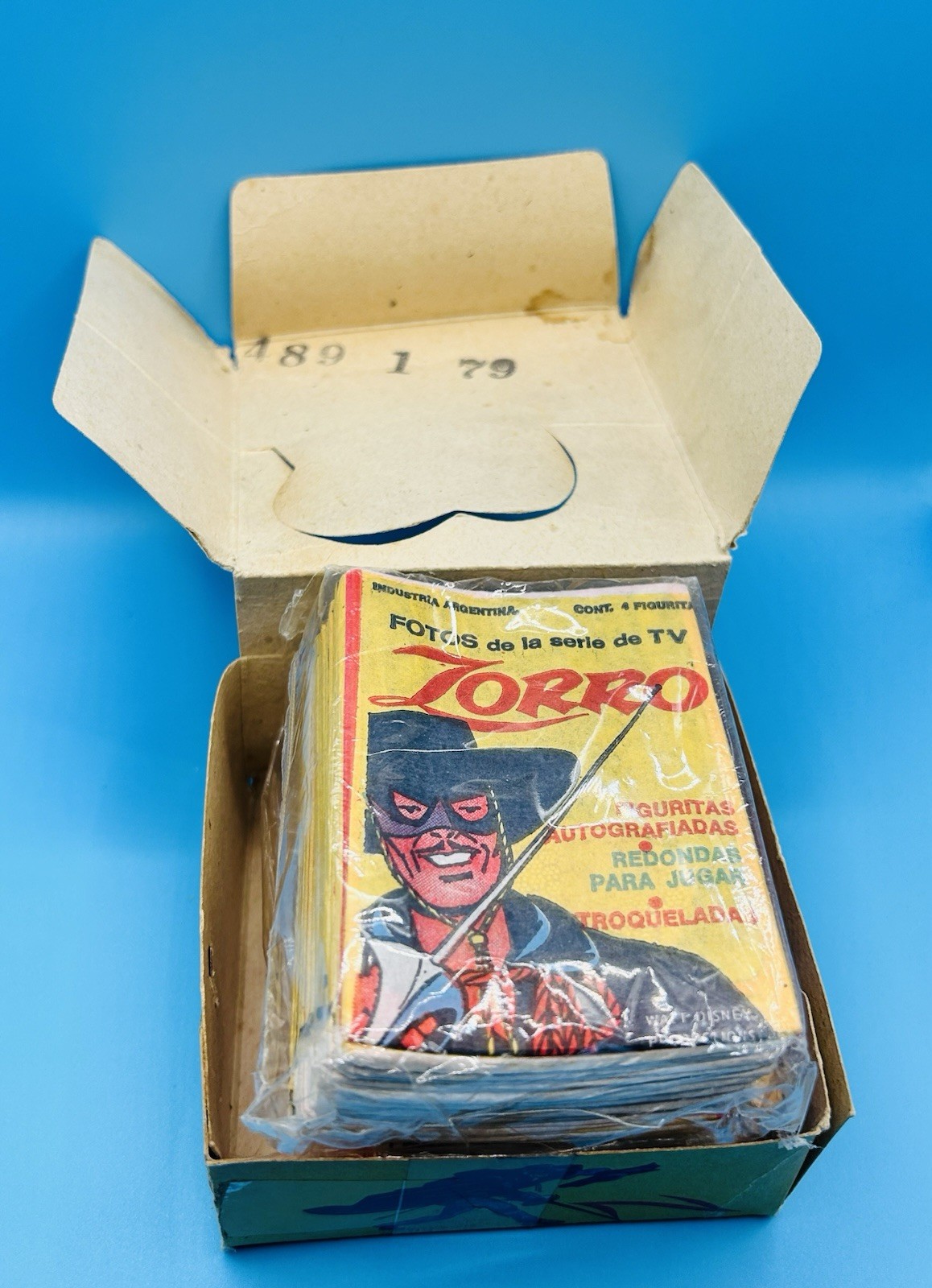 1958 Argentina ZORRO COMPLETE BOX w/60 Paper Packs Walt Disney Productions