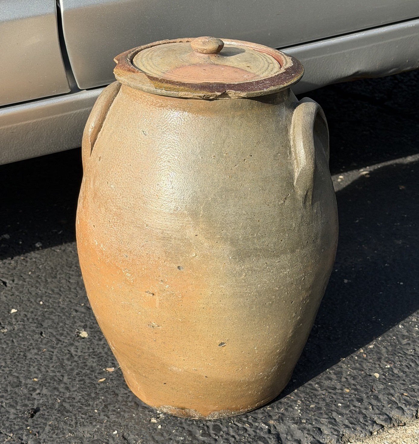 1800’s Antique Primitive Brown Stoneware Crock Lug Handles 13” w/ Lid 1800’s Antique Primitive Brown Stoneware Crock Lug Handles 13” w/ Lid