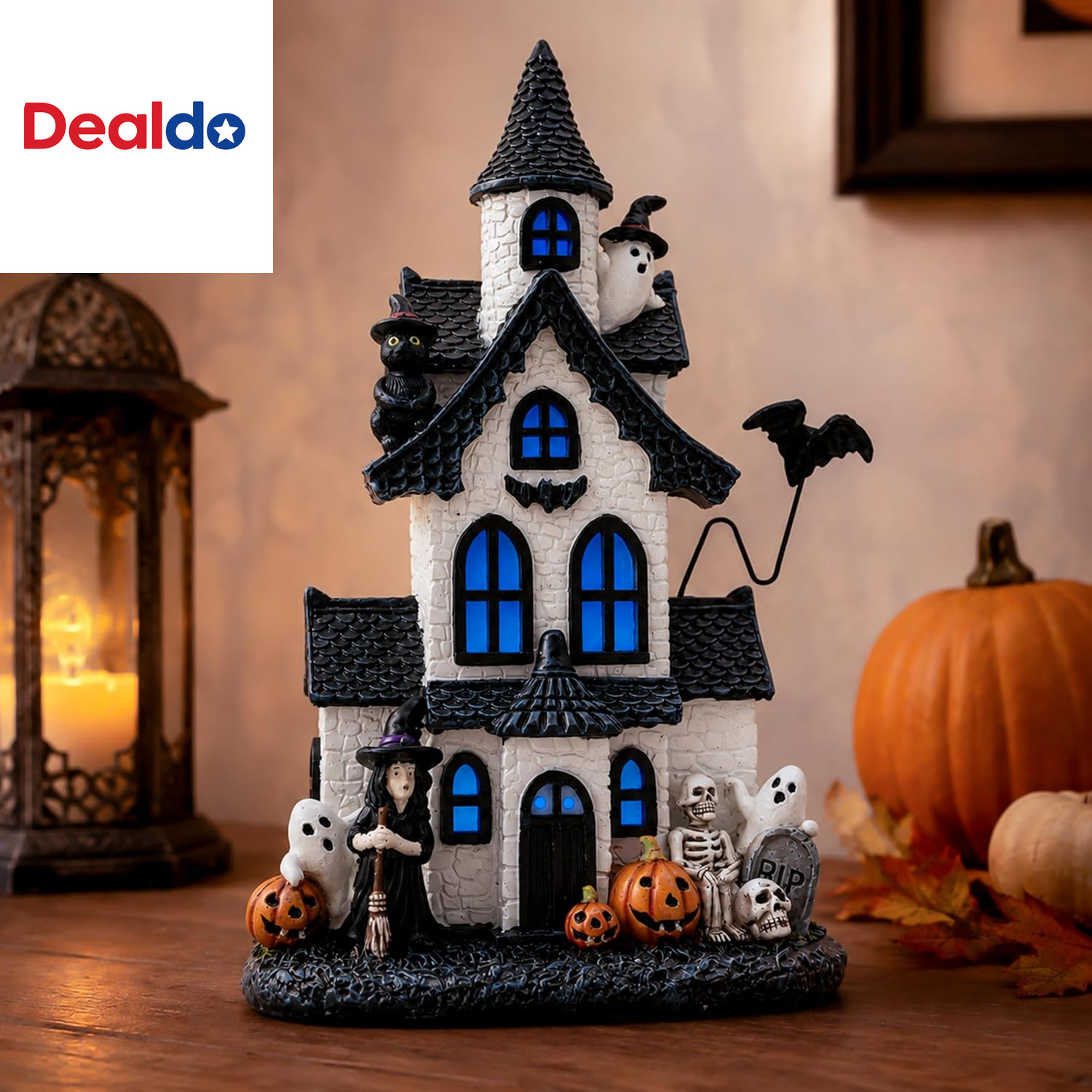 9In Halloween Village Figurine Set Resin Haunted House Decor 9In Halloween Village Figurine Set Resin Haunted House Decor