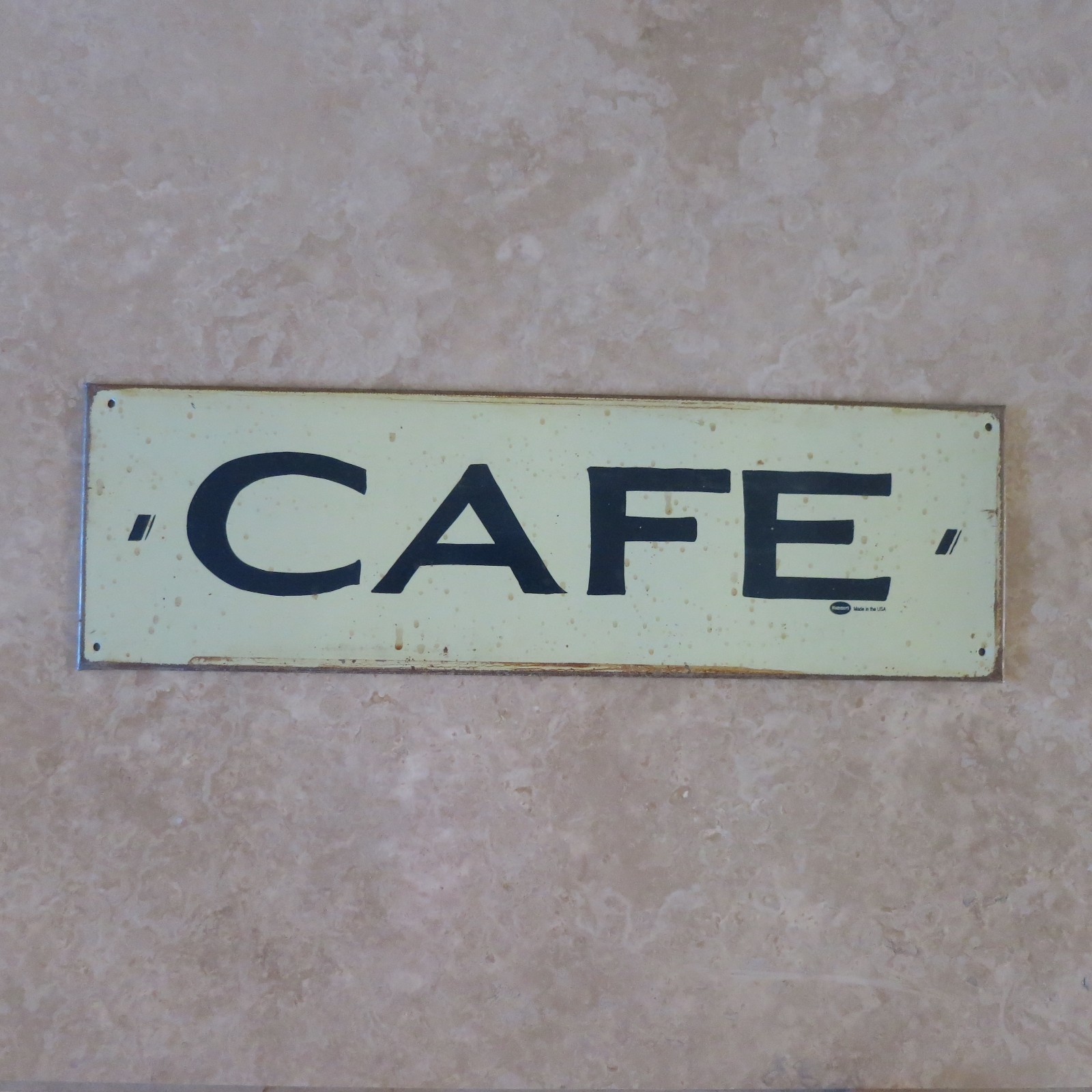 Mummert Retro Vintage Distressed Blue & Off White Cafe Metal Sign