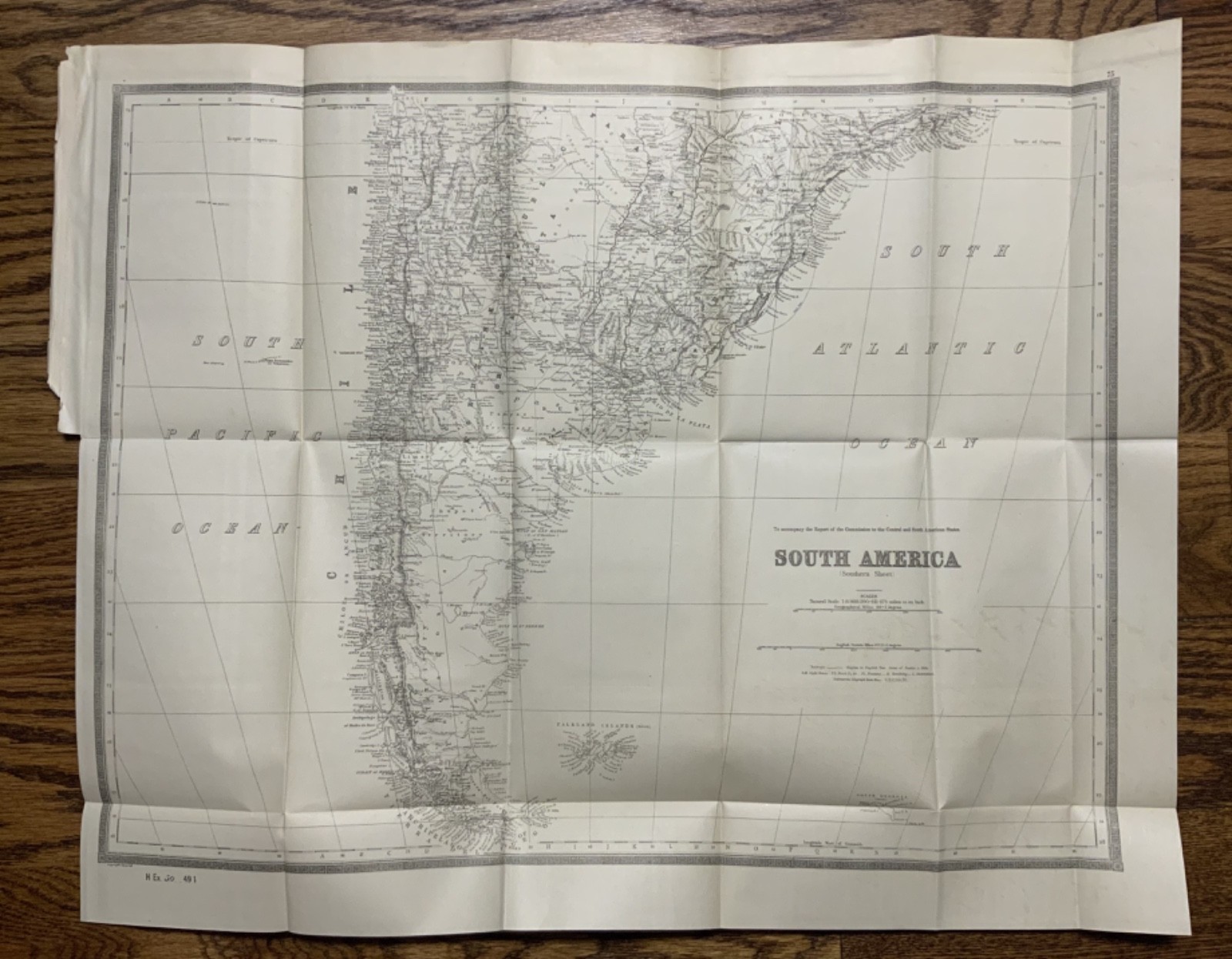 Antique South America Southern Sheet Map Uruguay Chile Falkland Islands