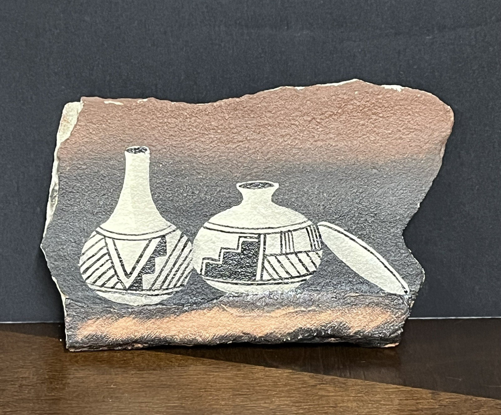 Original Native American Pottery Hand Painted on Sandstone 6\