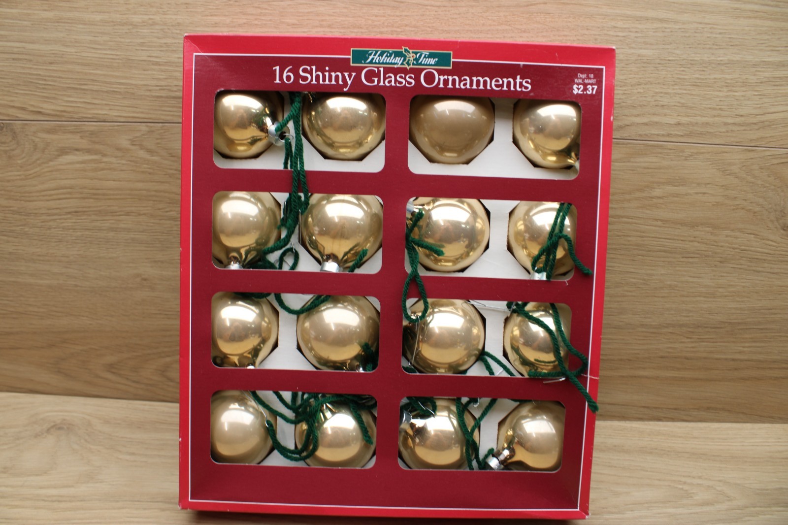 Vintage Holiday Time 16 Shiny Gold Glass Christmas Ball Ornaments Original Box Vintage Holiday Time 16 Shiny Gold Glass Christmas Ball Ornaments Original Box