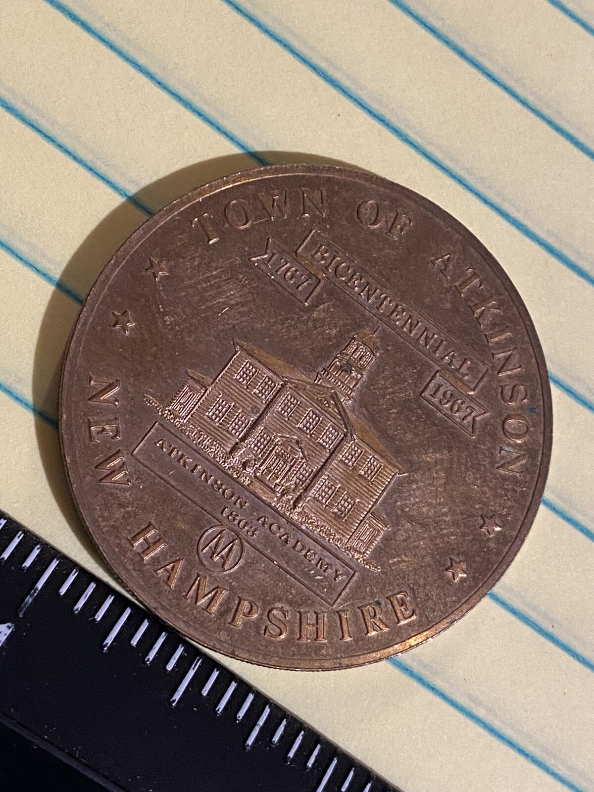 1967 TOWN OF ATKINSON NEW HAMPSHIRE MEDAL 1767-1967 1967 TOWN OF ATKINSON NEW HAMPSHIRE MEDAL 1767-1967