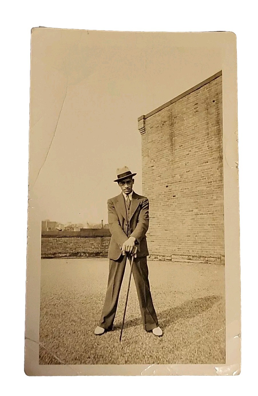 VTG 1920s AFRICAN AMERICAN ROARING 20's CLUBBER ZOOT SUIT HAT & CANE 4.5 VTG 1920s AFRICAN AMERICAN ROARING 20's CLUBBER ZOOT SUIT HAT & CANE 4.5